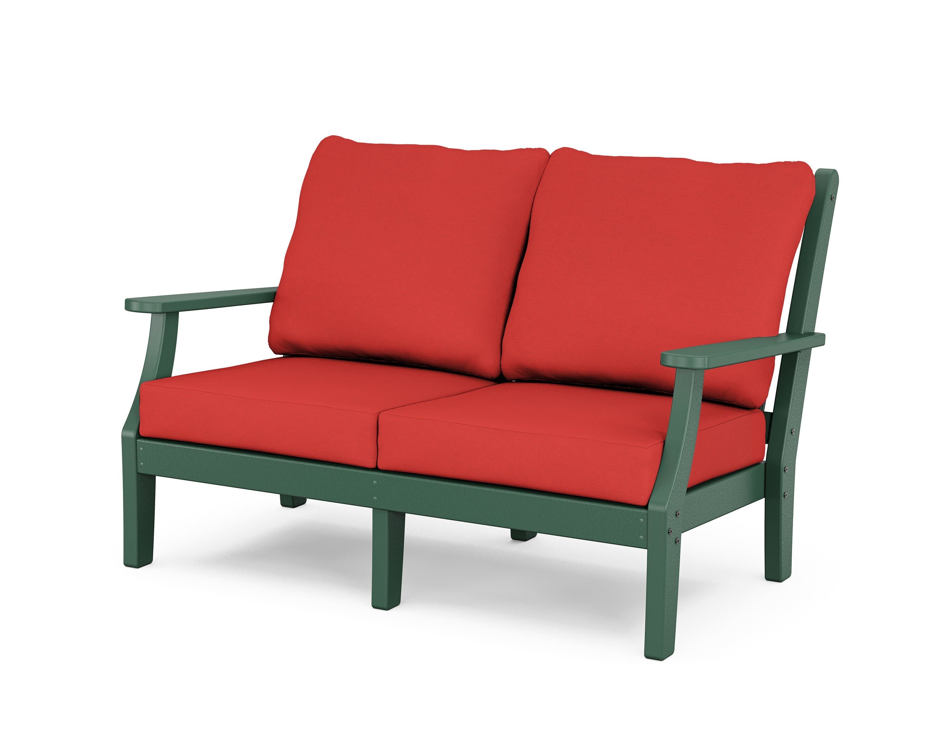 Wovendale Deep Seating Loveseat in Green / Crimson Linen