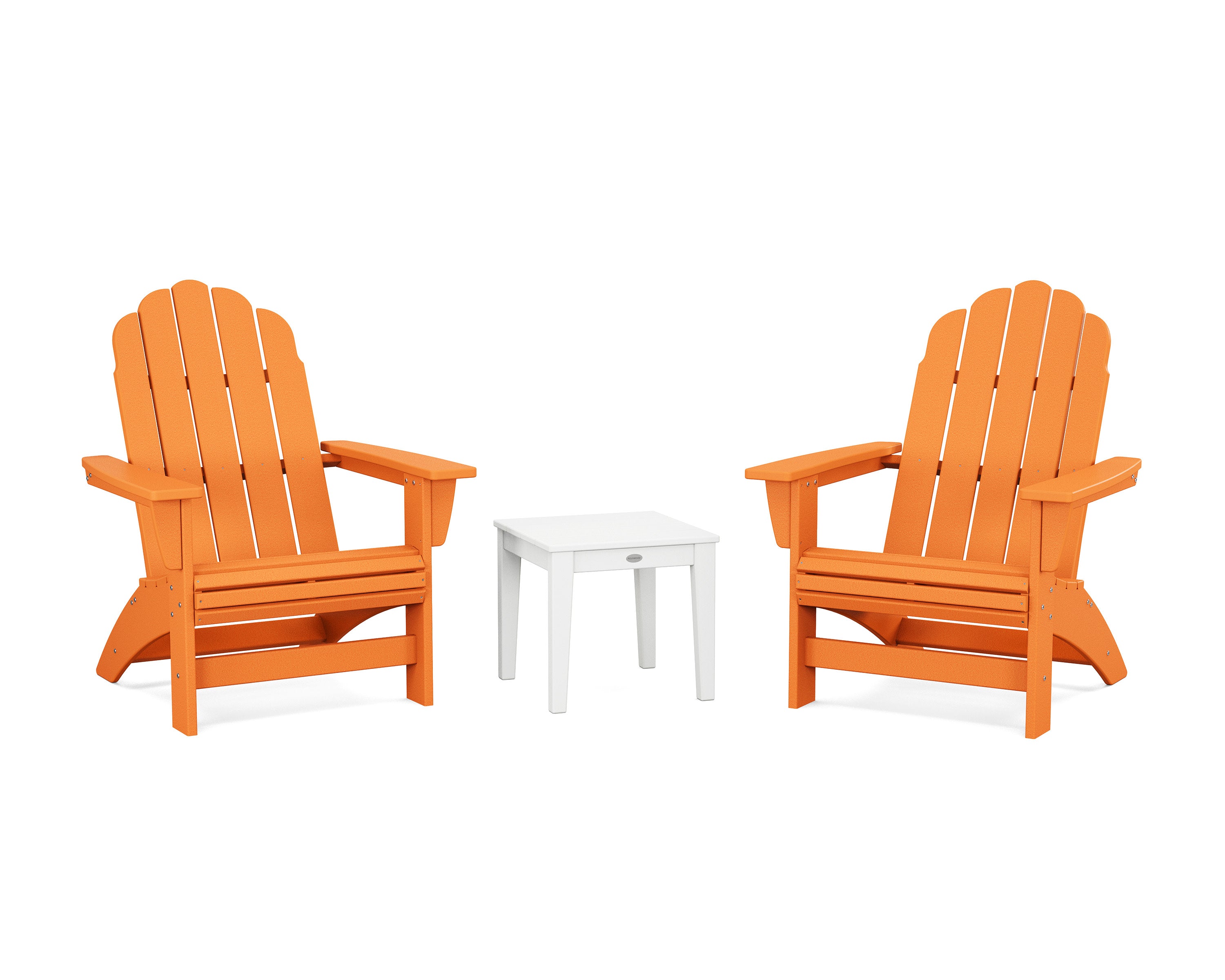 3-Piece Vineyard Grand Adirondack Set in Tangerine / White