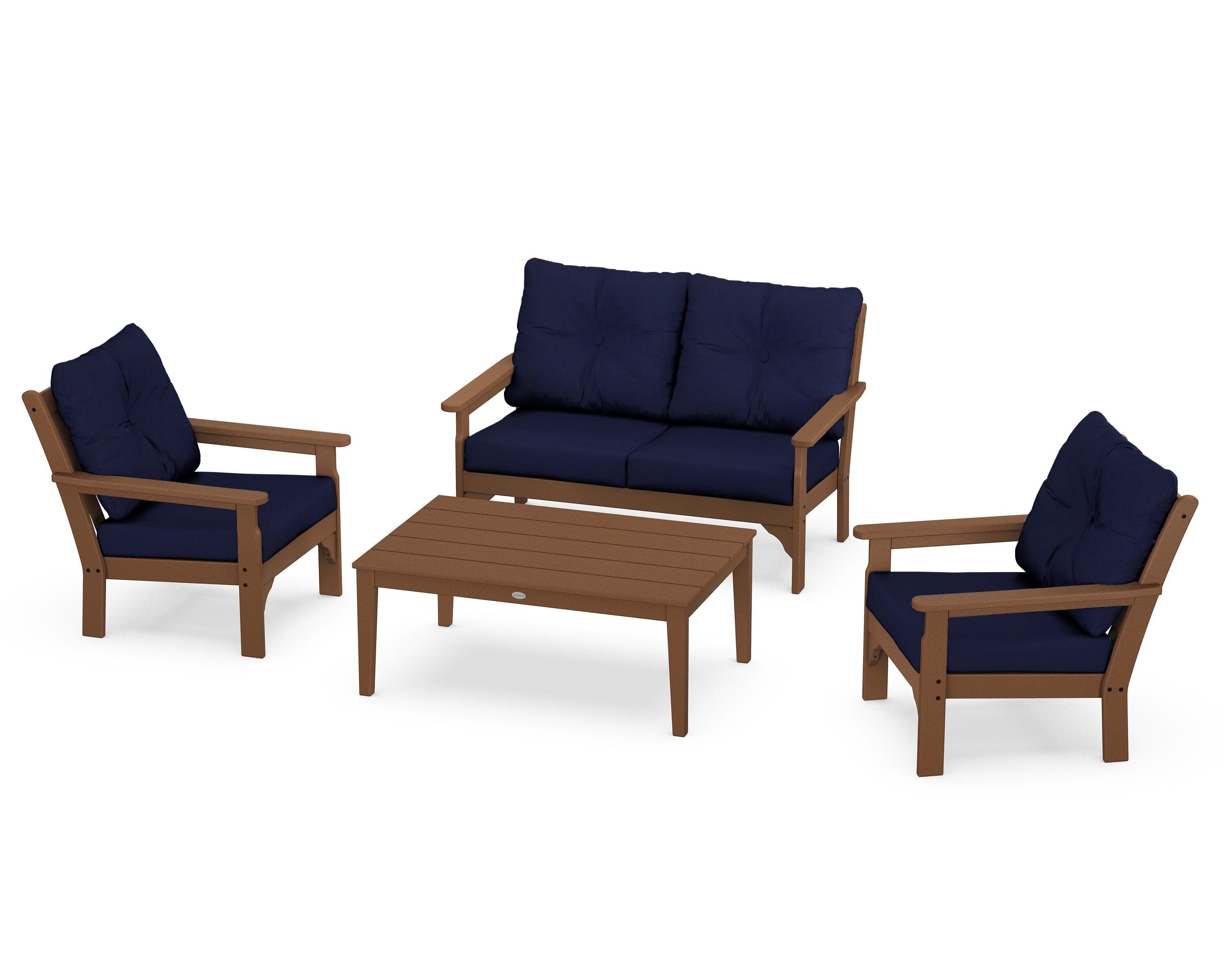 Vineyard 4-Piece Deep Seating Set in Teak / Navy