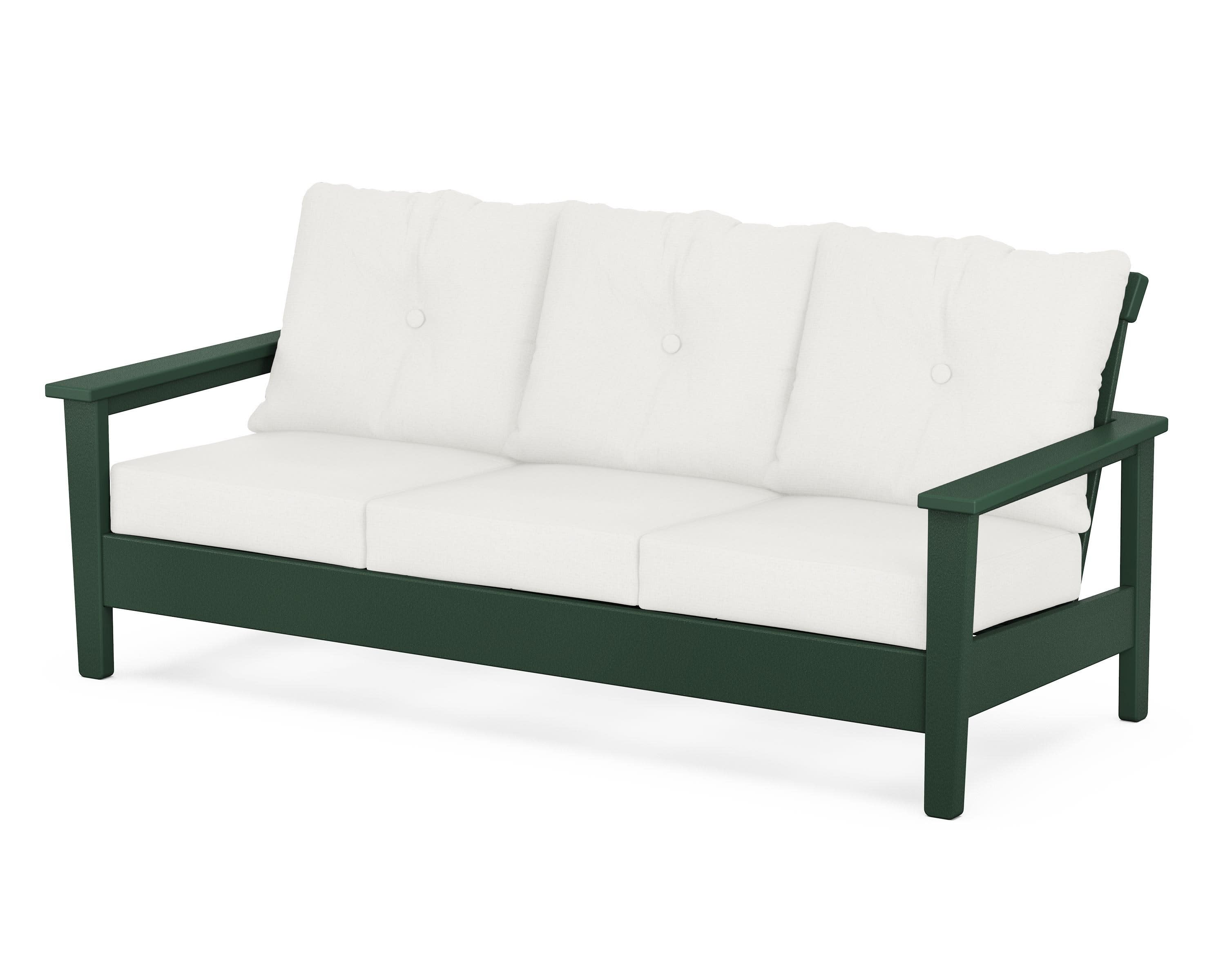Prescott Deep Seating Sofa in Green / Natural Linen