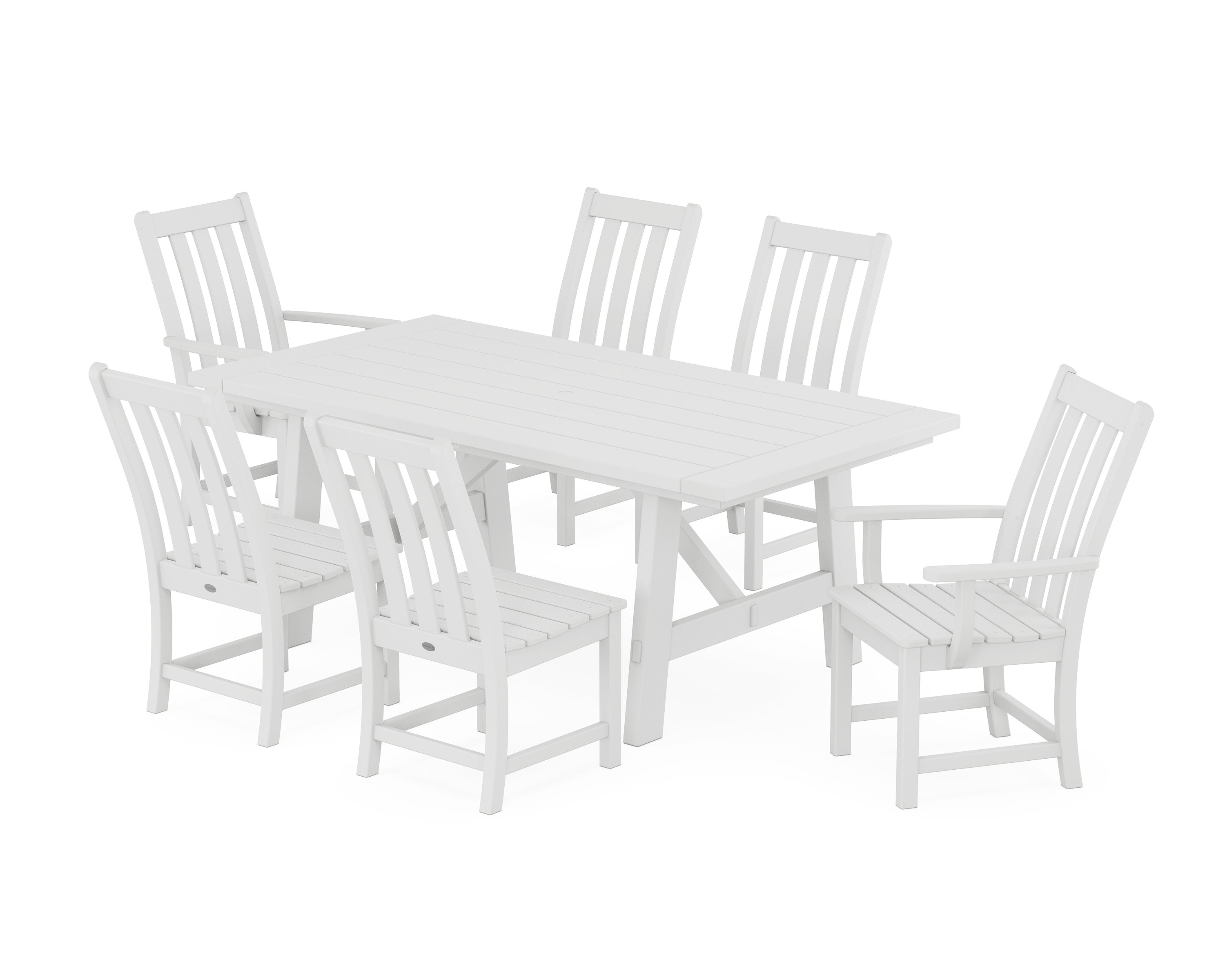 Vineyard 7-Piece Rustic Farmhouse Dining Set in White