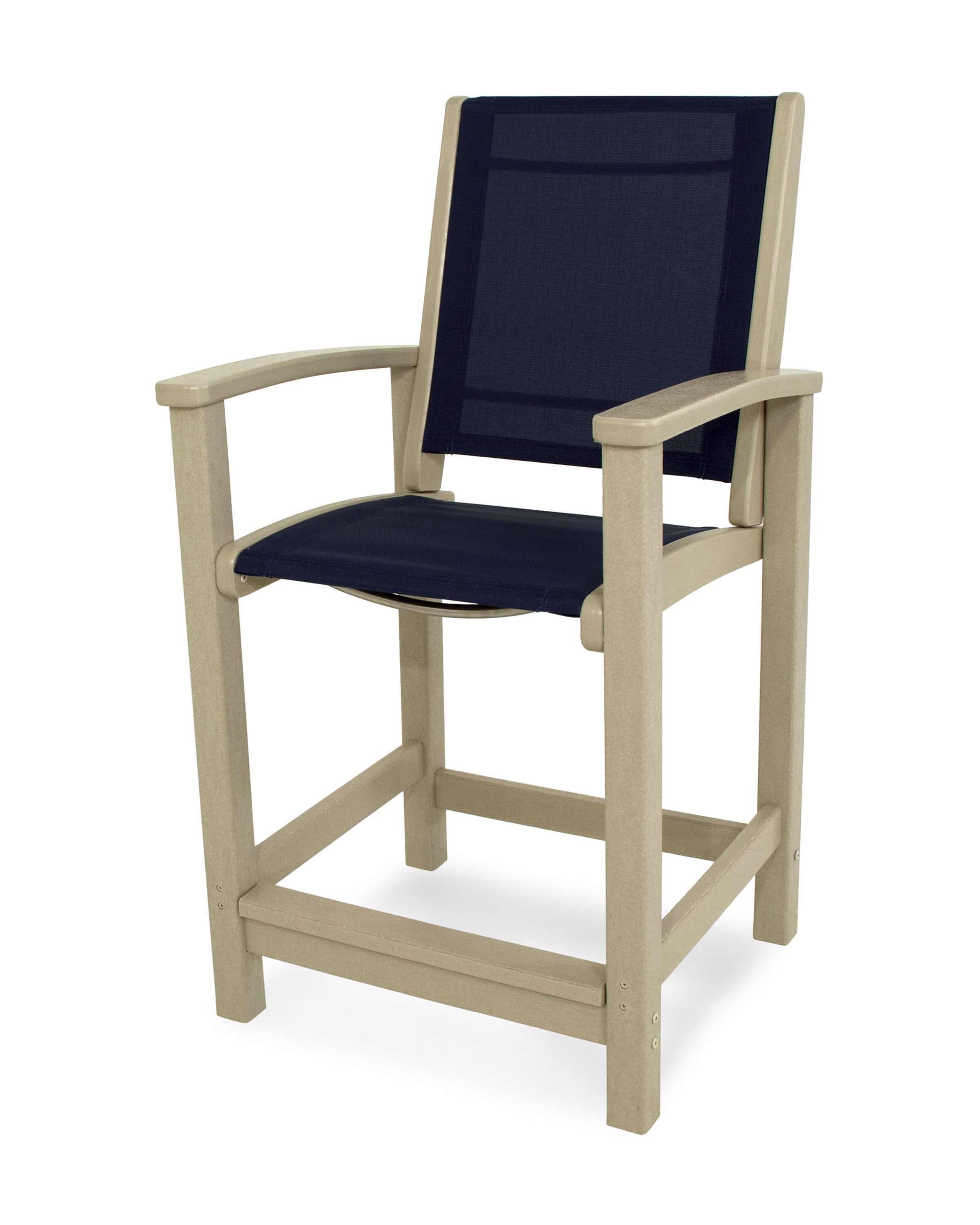 Coastal Counter Chair in Sand / Navy Blue Sling