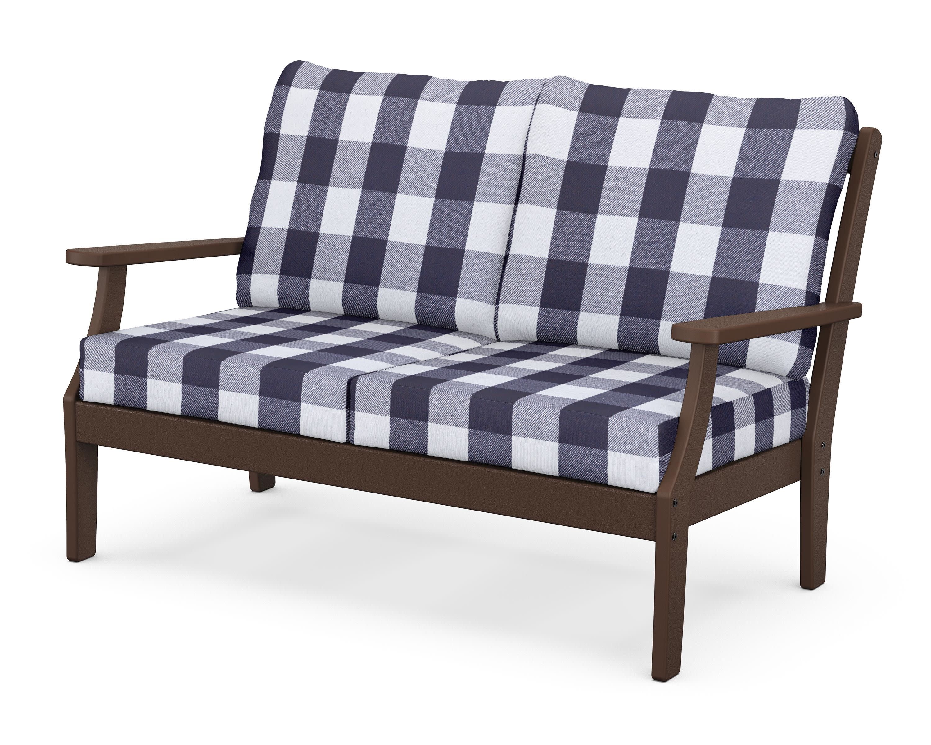 Braxton Deep Seating Loveseat in Mahogany / Buffalo Plaid Navy