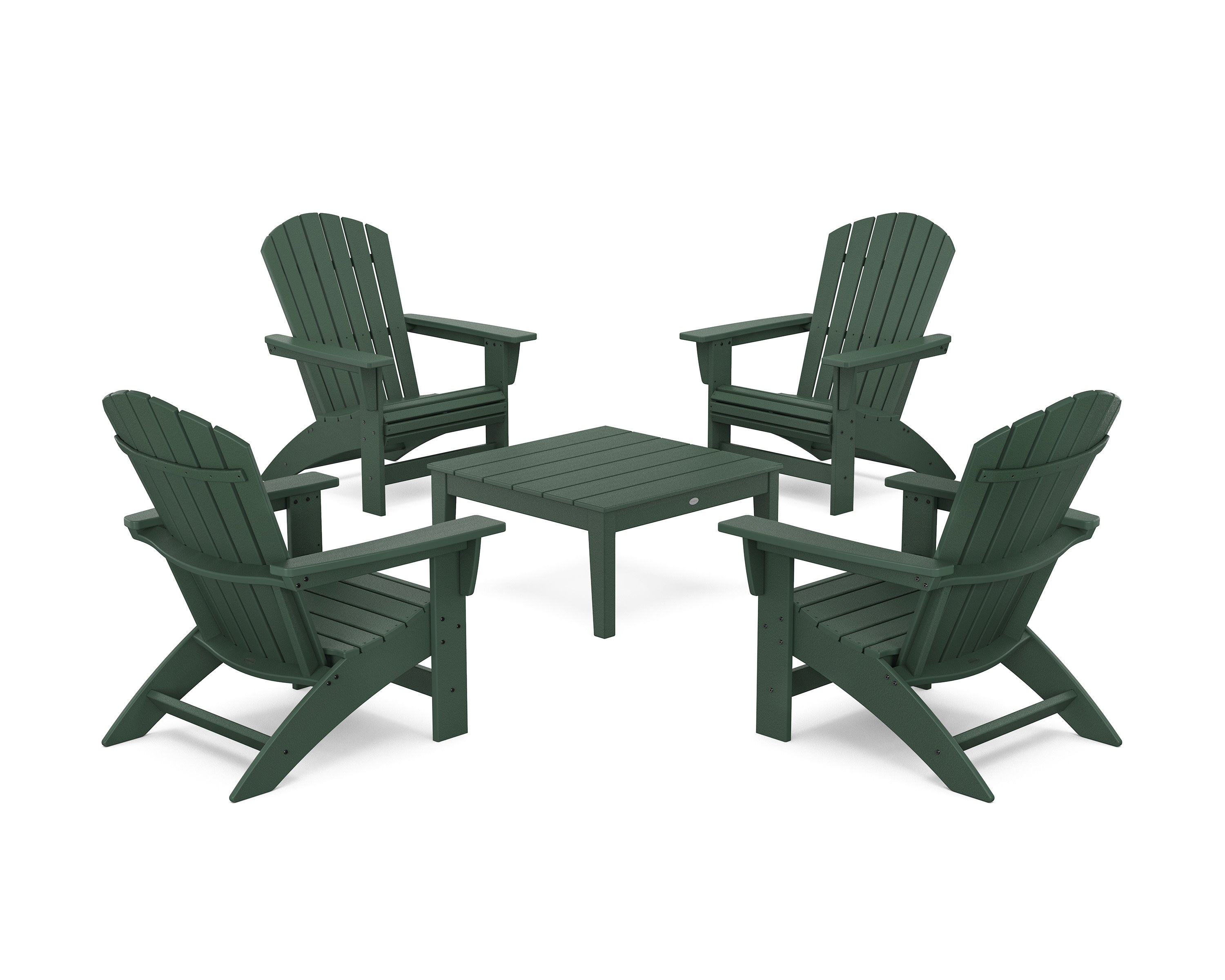 5-Piece Nautical Grand Adirondack Chair Conversation Group in Green