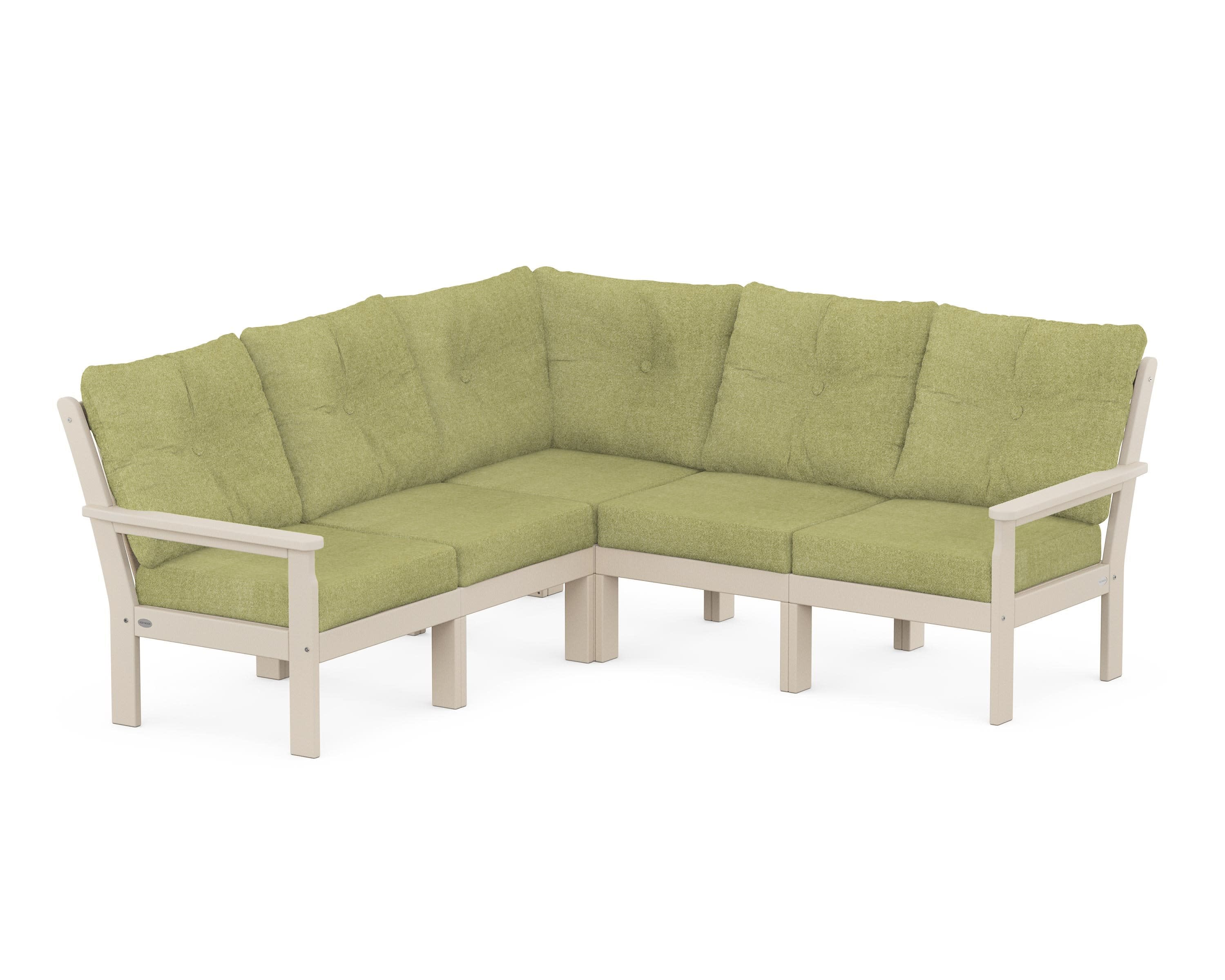 Vineyard 5-Piece Sectional in Sand / Chartreuse Boucle