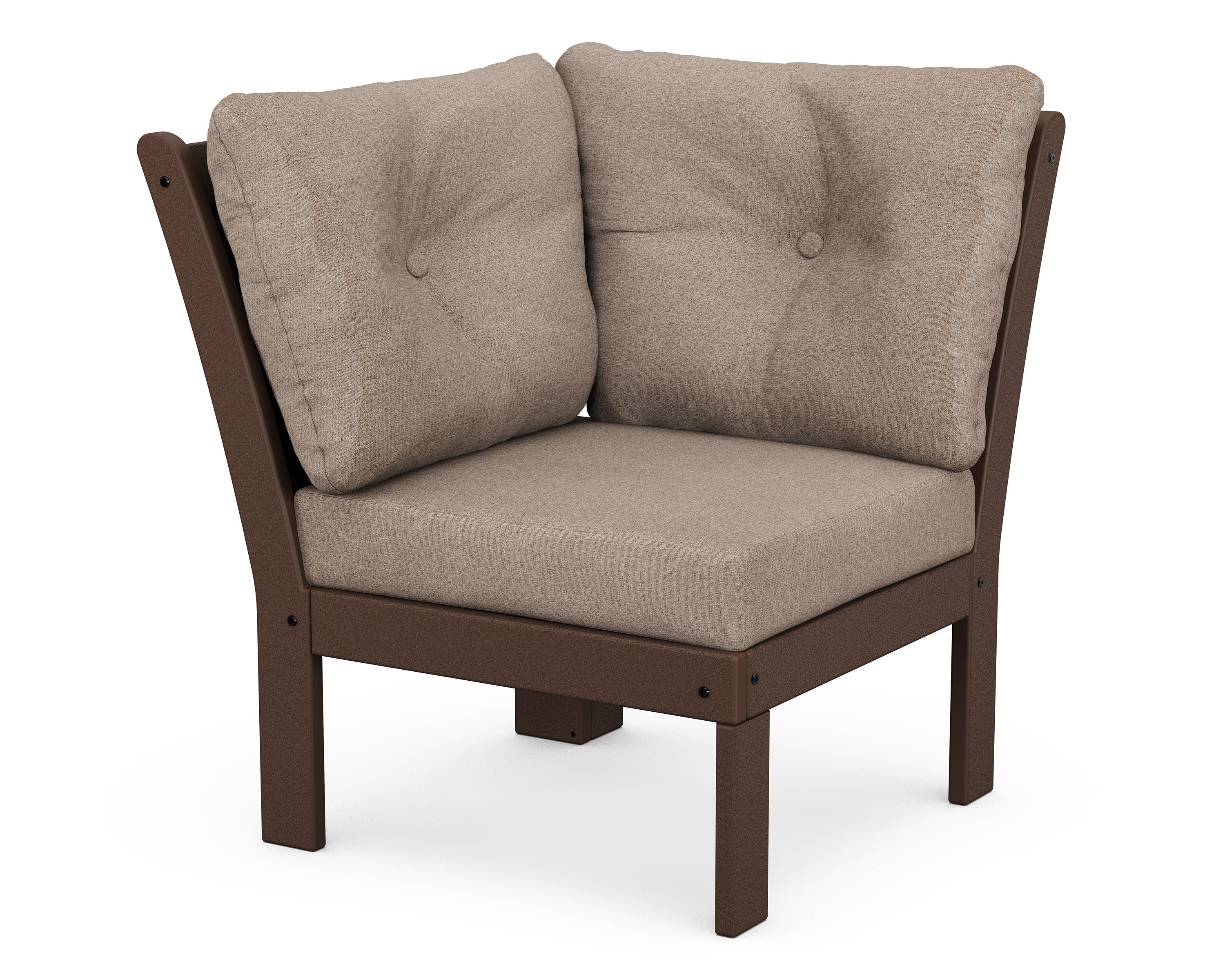 Vineyard Modular Corner Chair in Mahogany / Spiced Burlap
