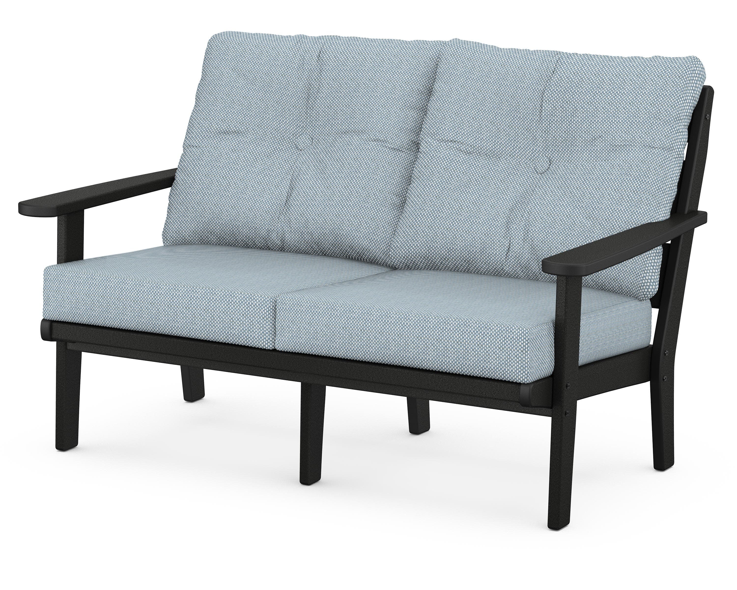 Lakeside Deep Seating Loveseat in Black / Exhale Sky