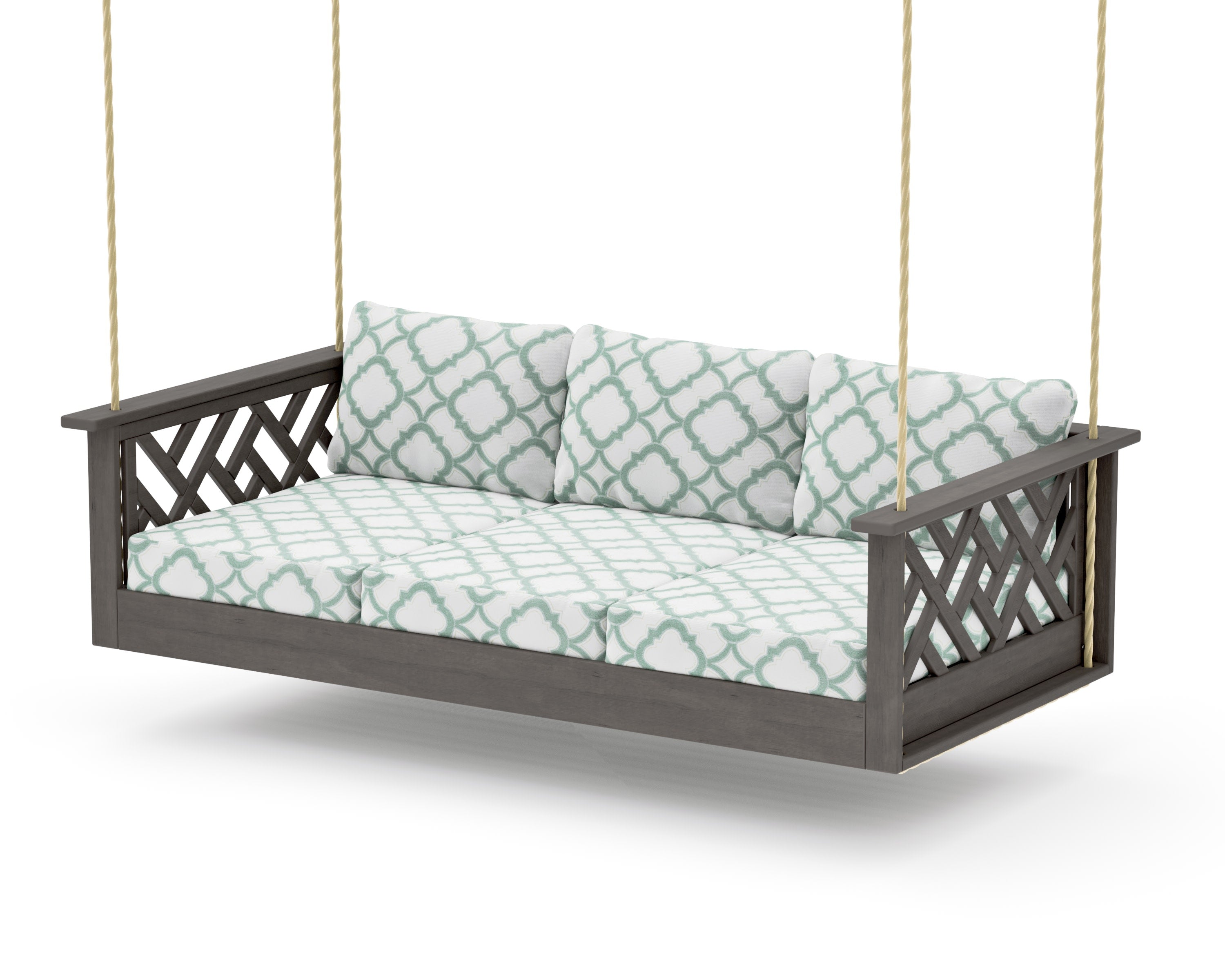 Chippendale Daybed Swing in Driftwood / Trellis Glacier Spa