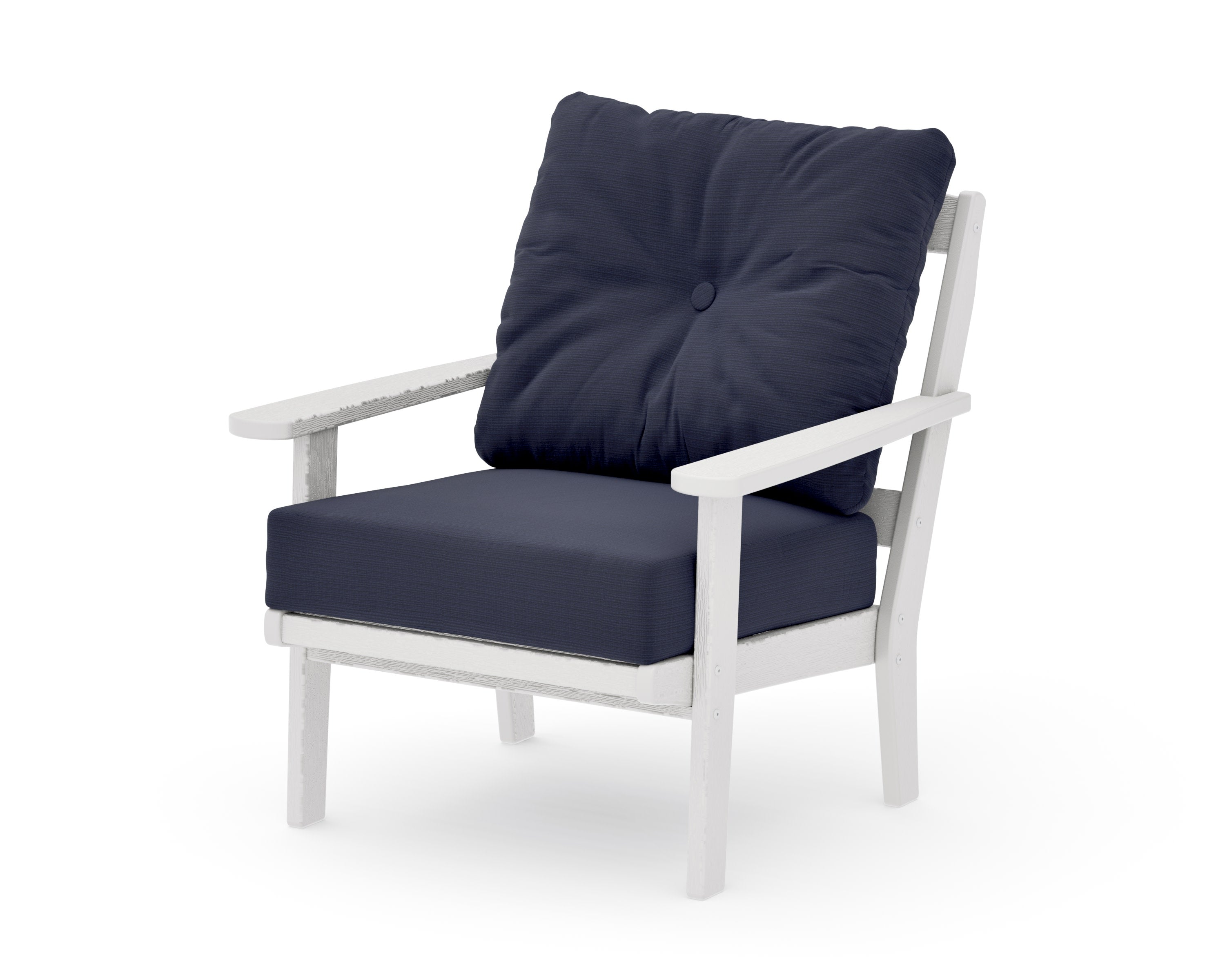 Mission Deep Seating Chair in Vintage White / Navy Linen