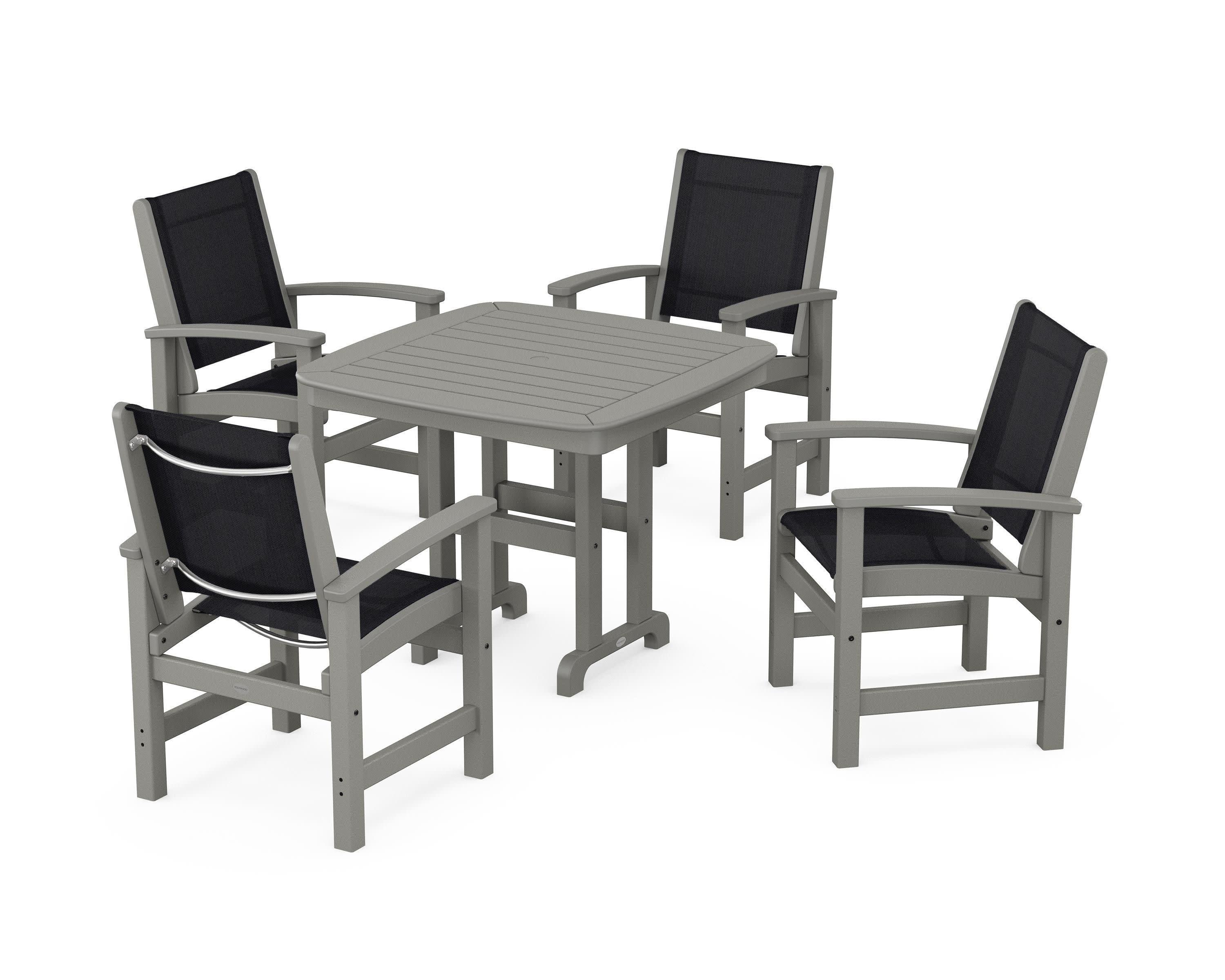 Coastal 5-Piece Dining Set in Slate Grey / Black Sling