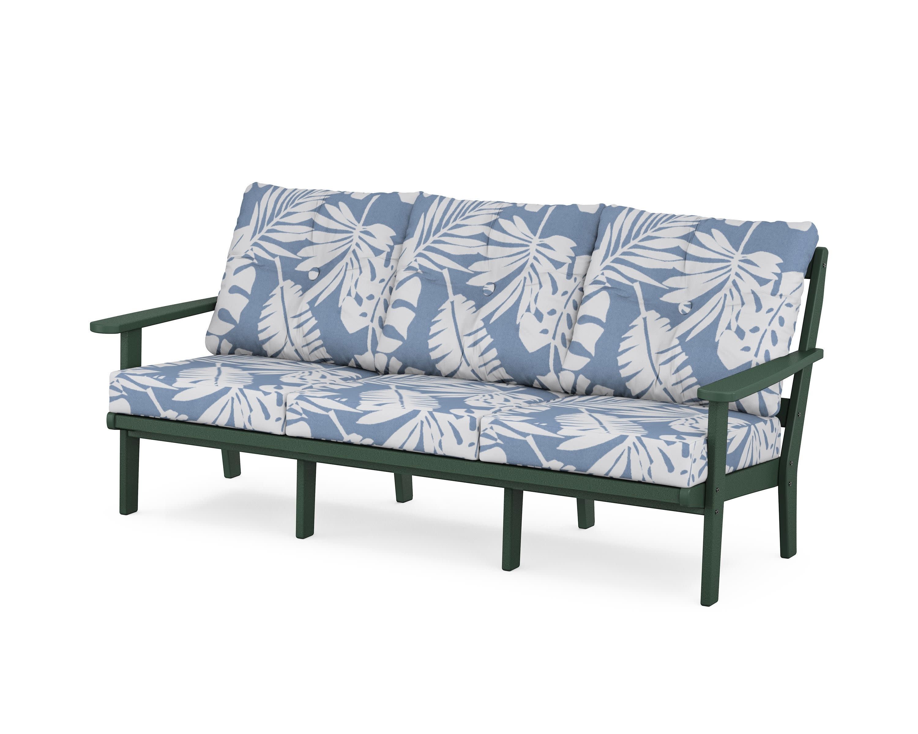 Mission Deep Seating Sofa in Green / Leaf Sky Blue
