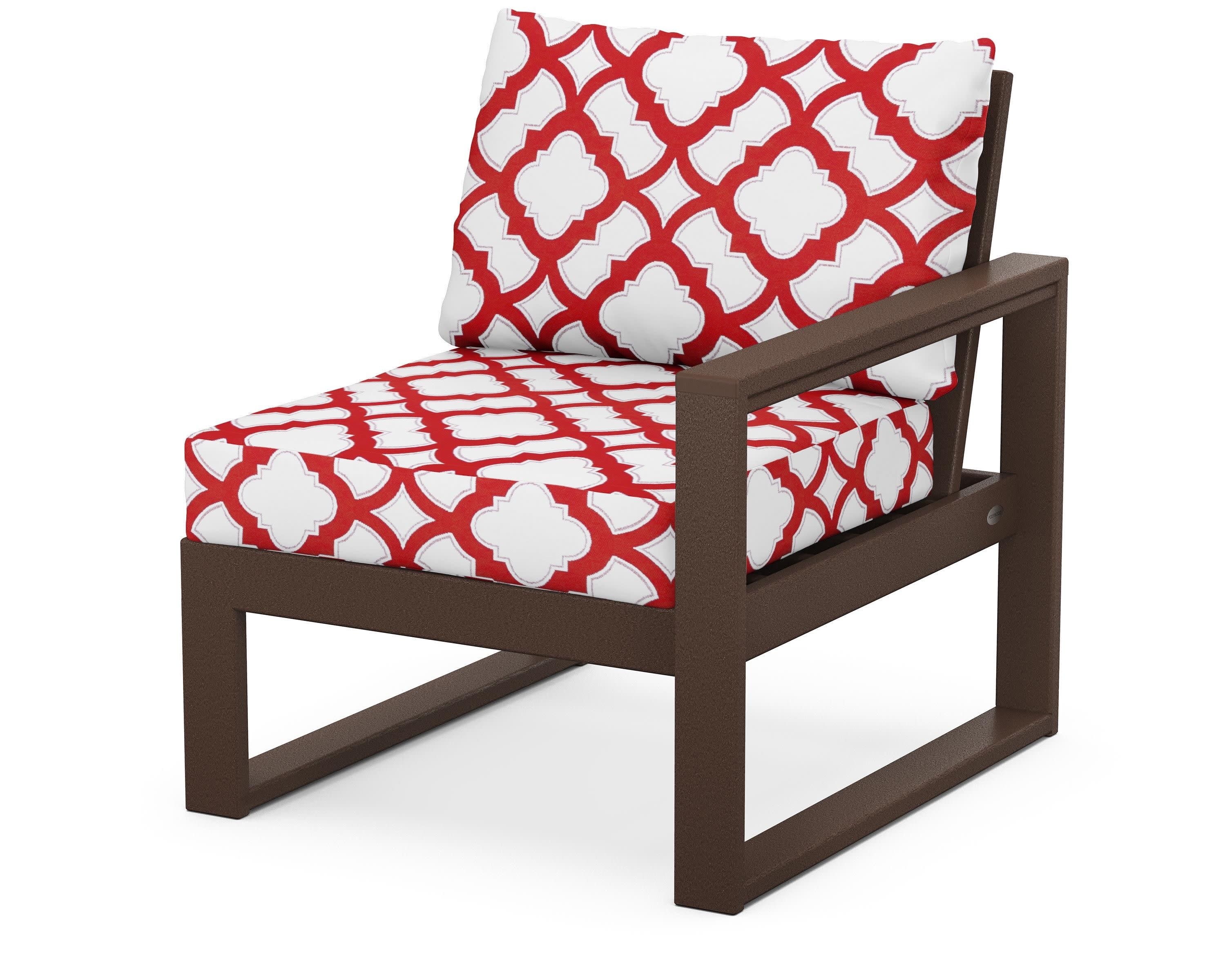 EDGE Modular Right Arm Chair in Mahogany / Trellis Crimson