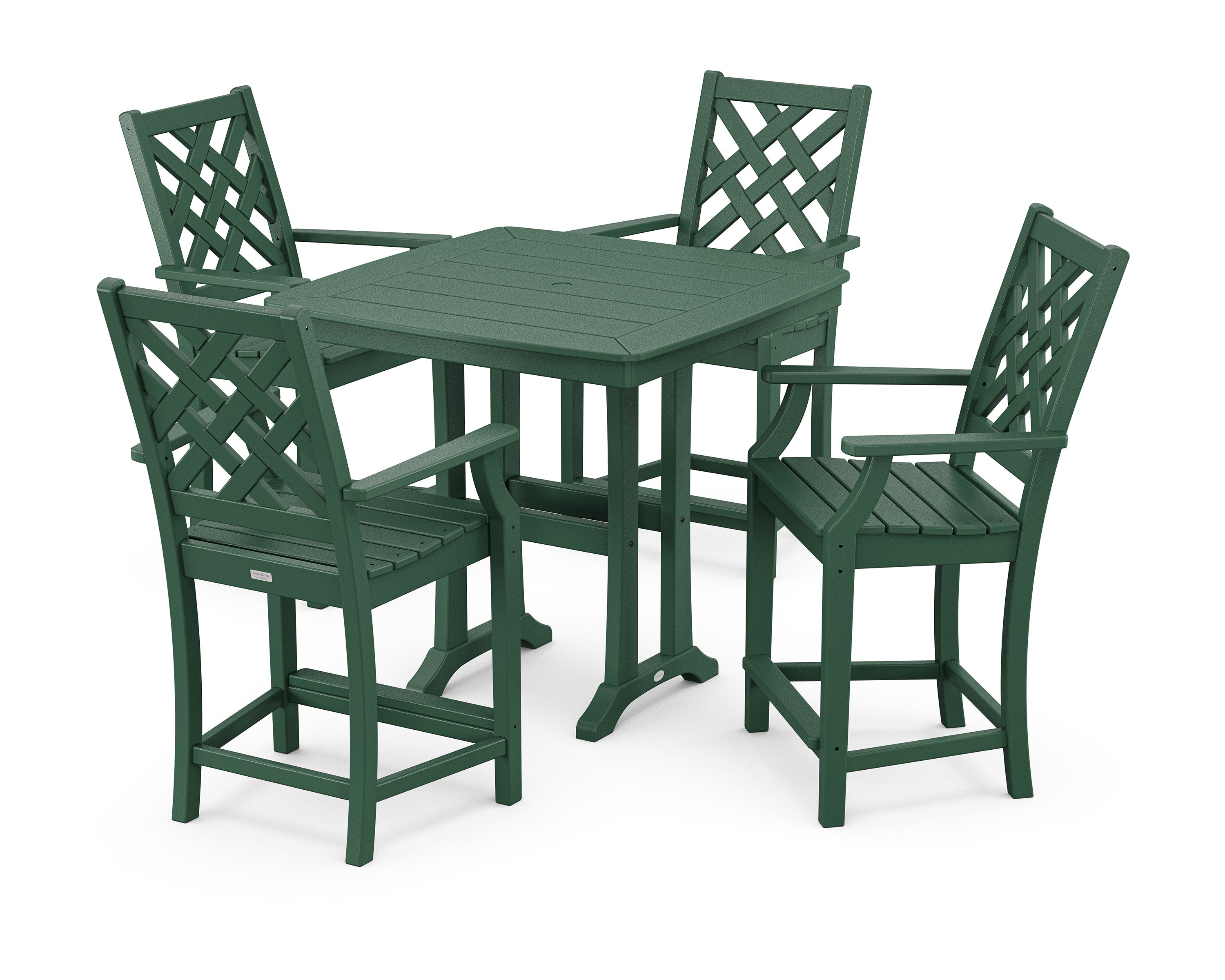 Wovendale 5-Piece Counter Set with Trestle Legs in Green