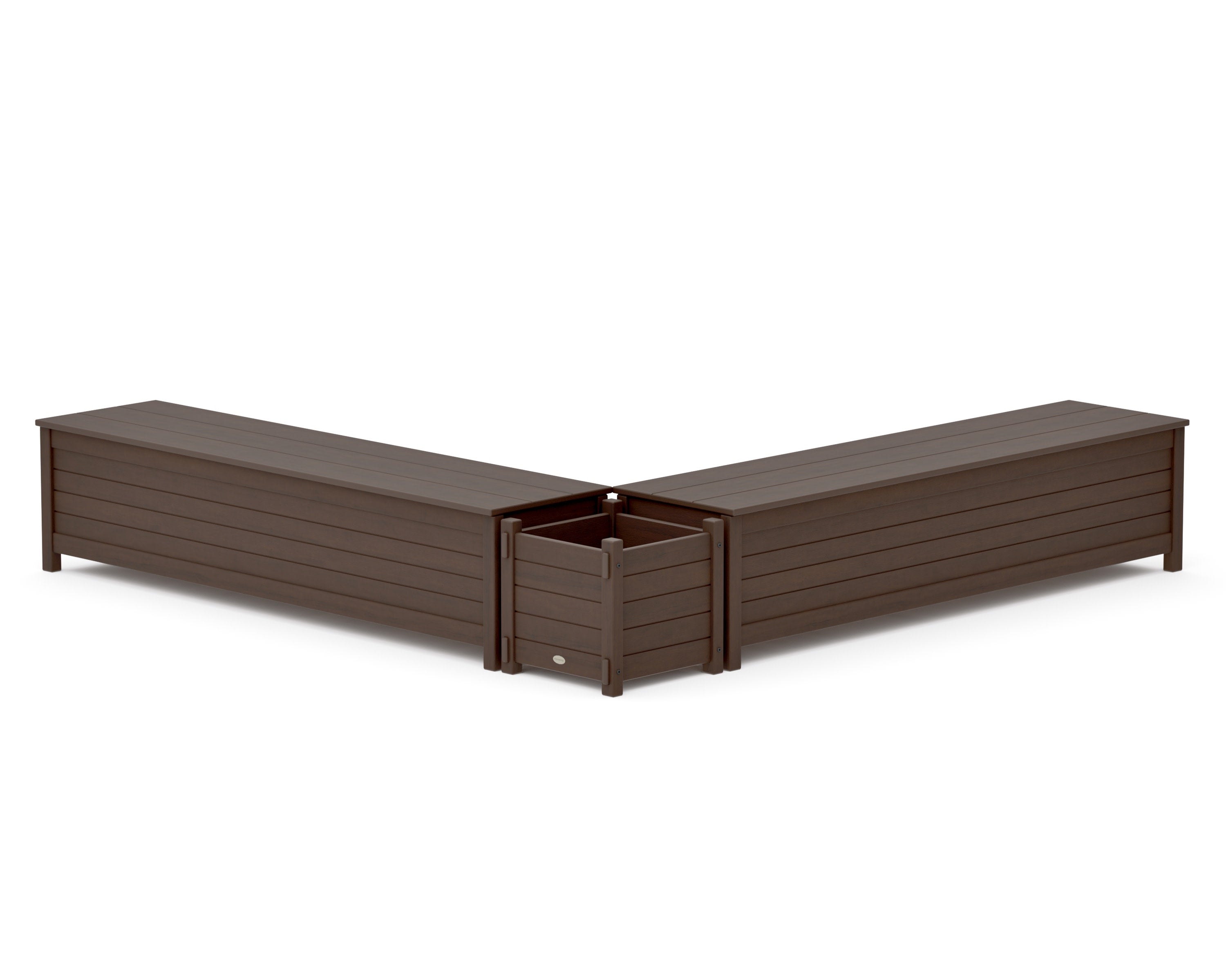 72" Nautical L- Shaped Planter Storage Bench Set in Kona