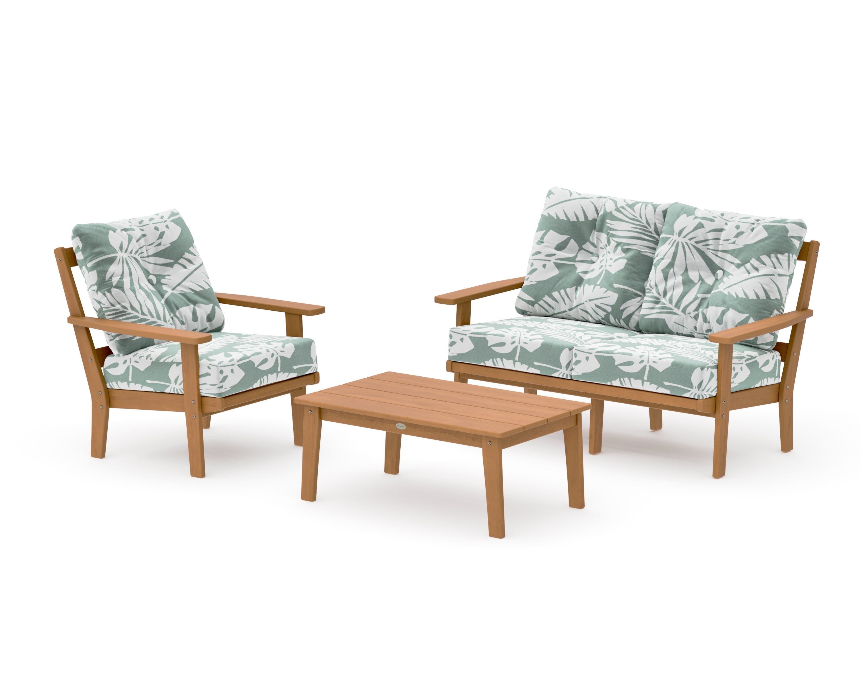 Prairie 3-Piece Deep Seating Set with Loveseat in Natural / Leaf Glacier Spa