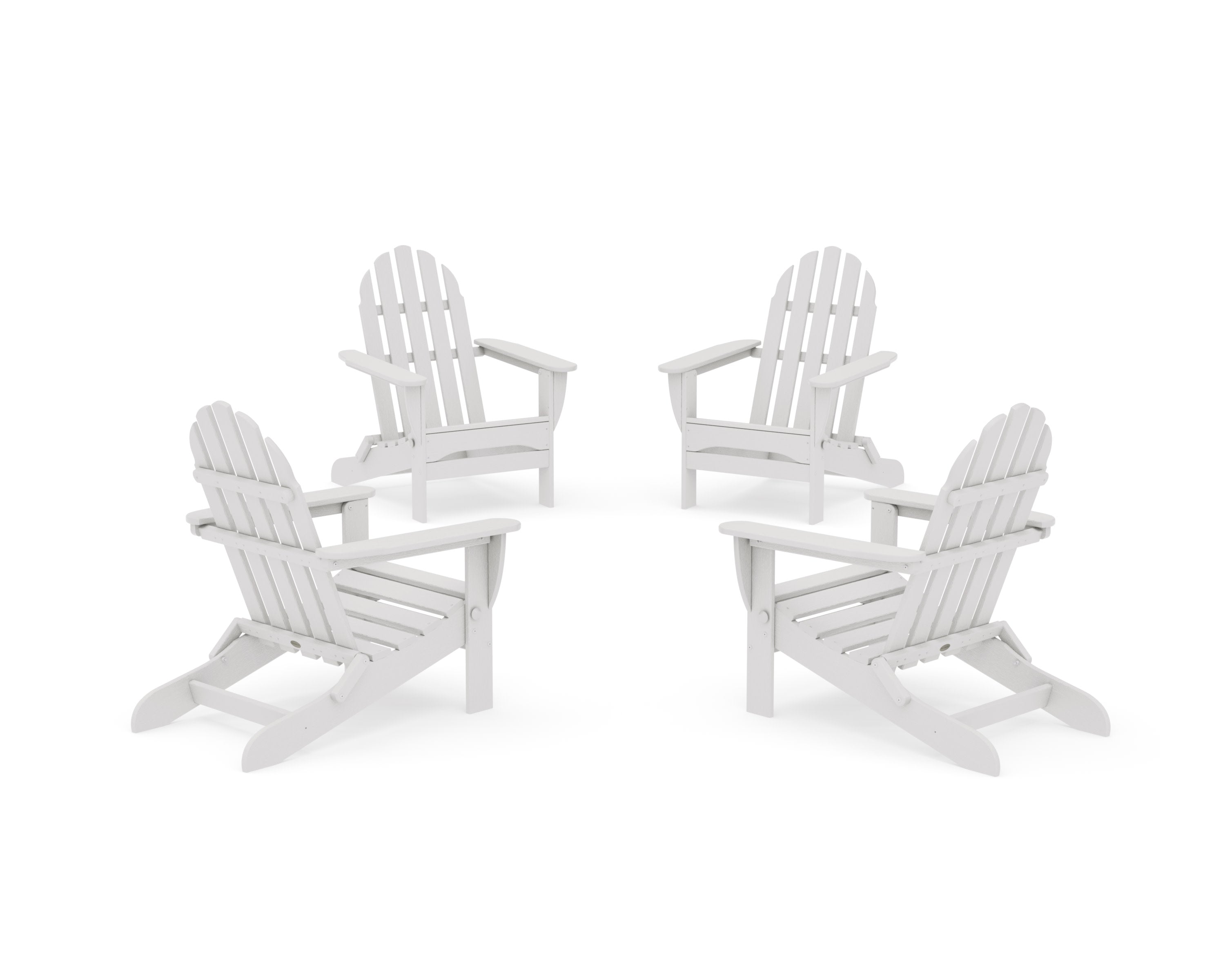 4-Piece Classic Folding Adirondack Conversation Set in Vintage White