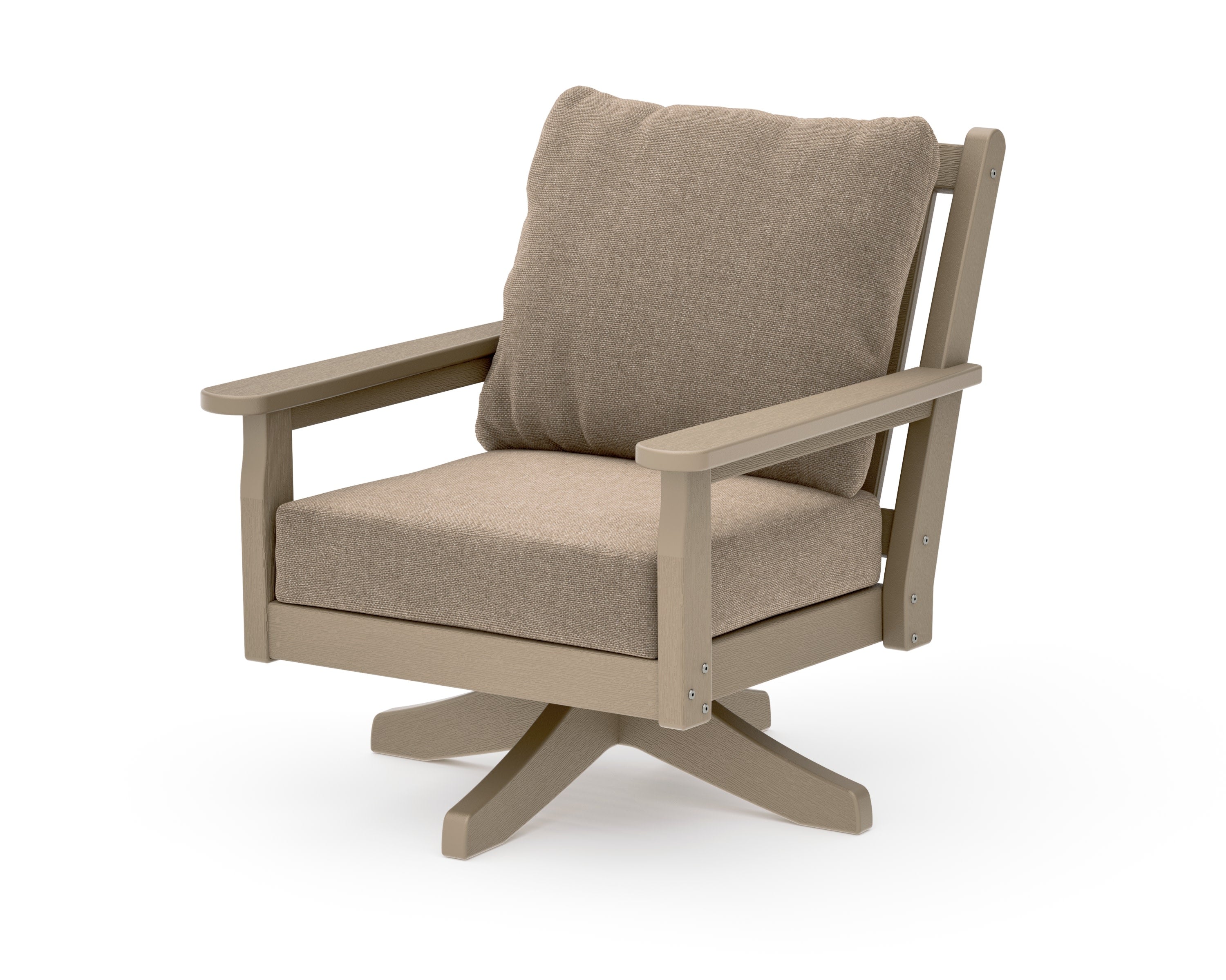 Chippendale Deep Seating Swivel Chair in Vintage Sahara / Spiced Burlap