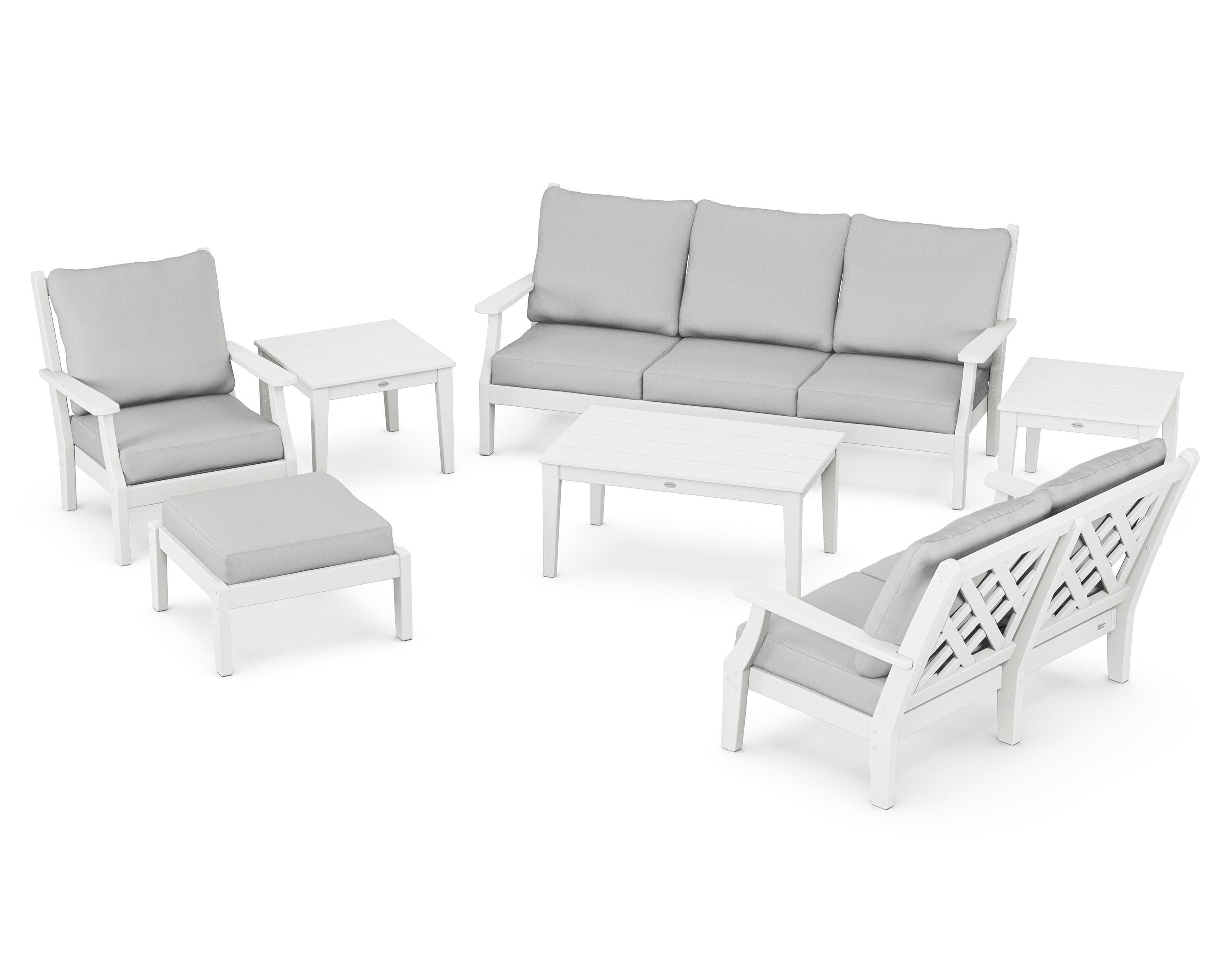 Wovendale 7-Piece Deep Seating Set in White / Diamond in the Rough