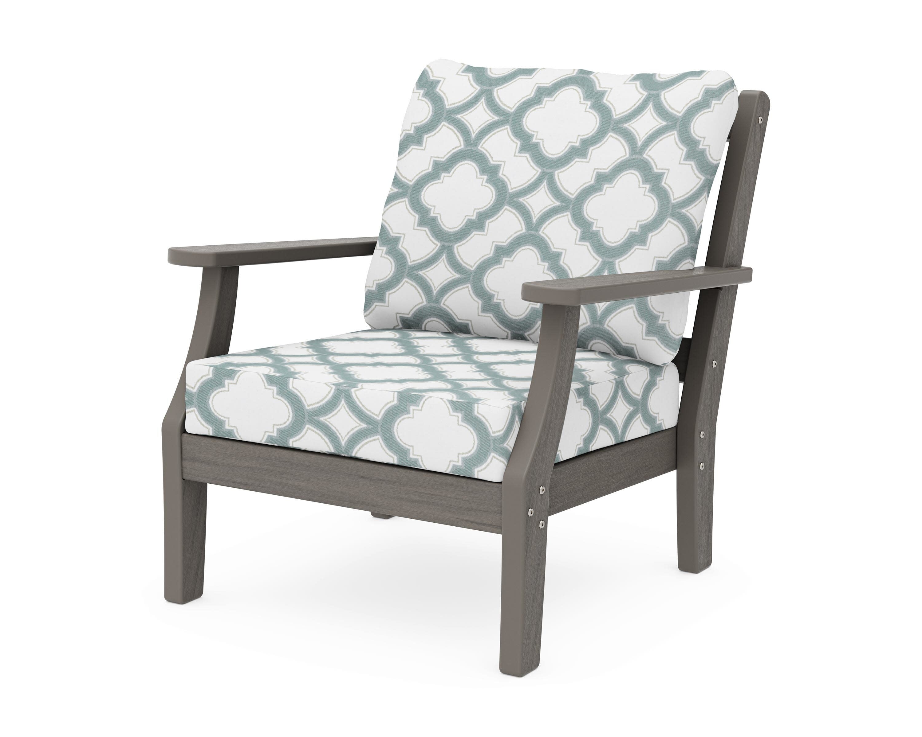 Chinoiserie Deep Seating Chair in Driftwood / Trellis Glacier Spa