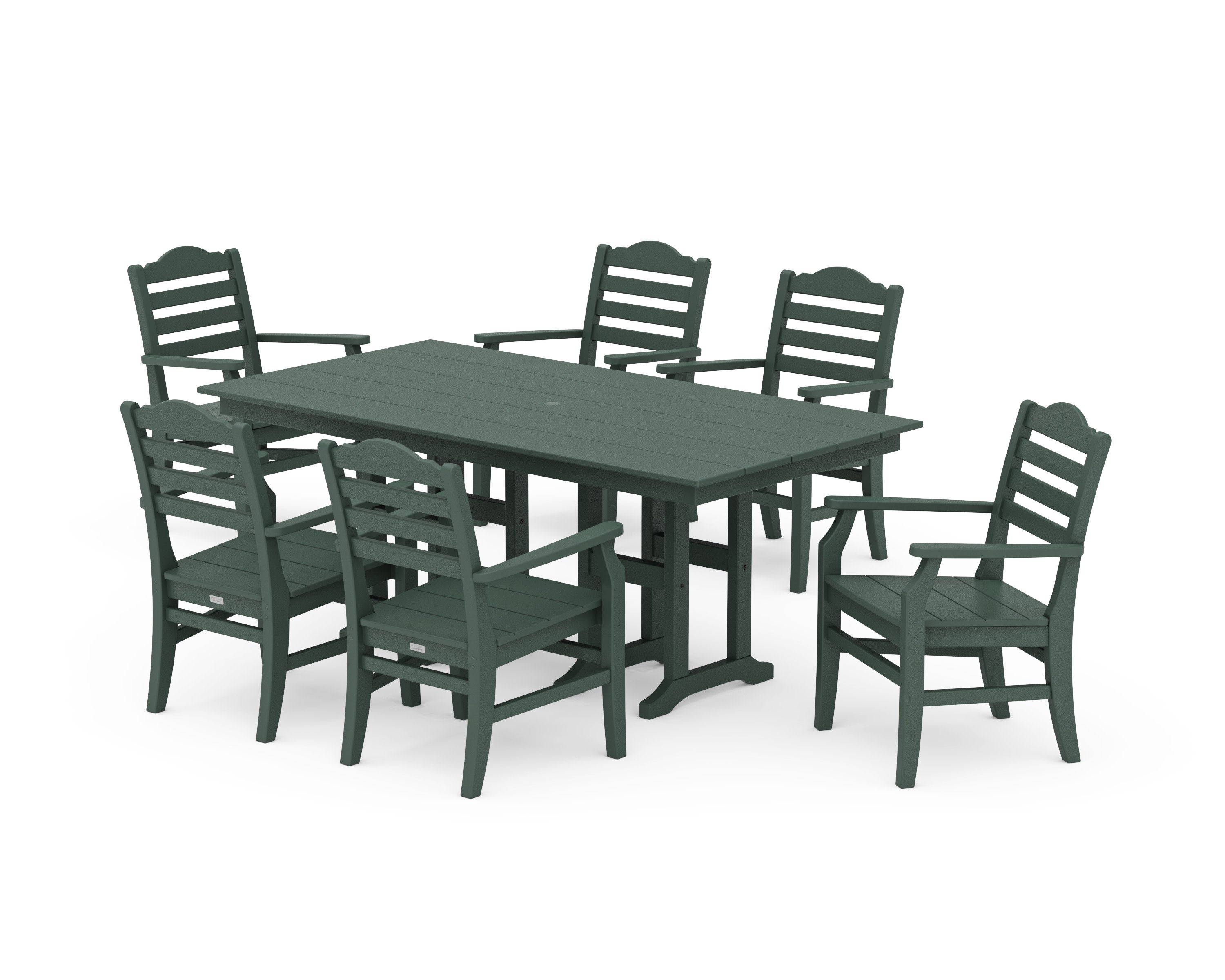 Savannah Arm Chair 7-Piece Farmhouse Dining Set in Green