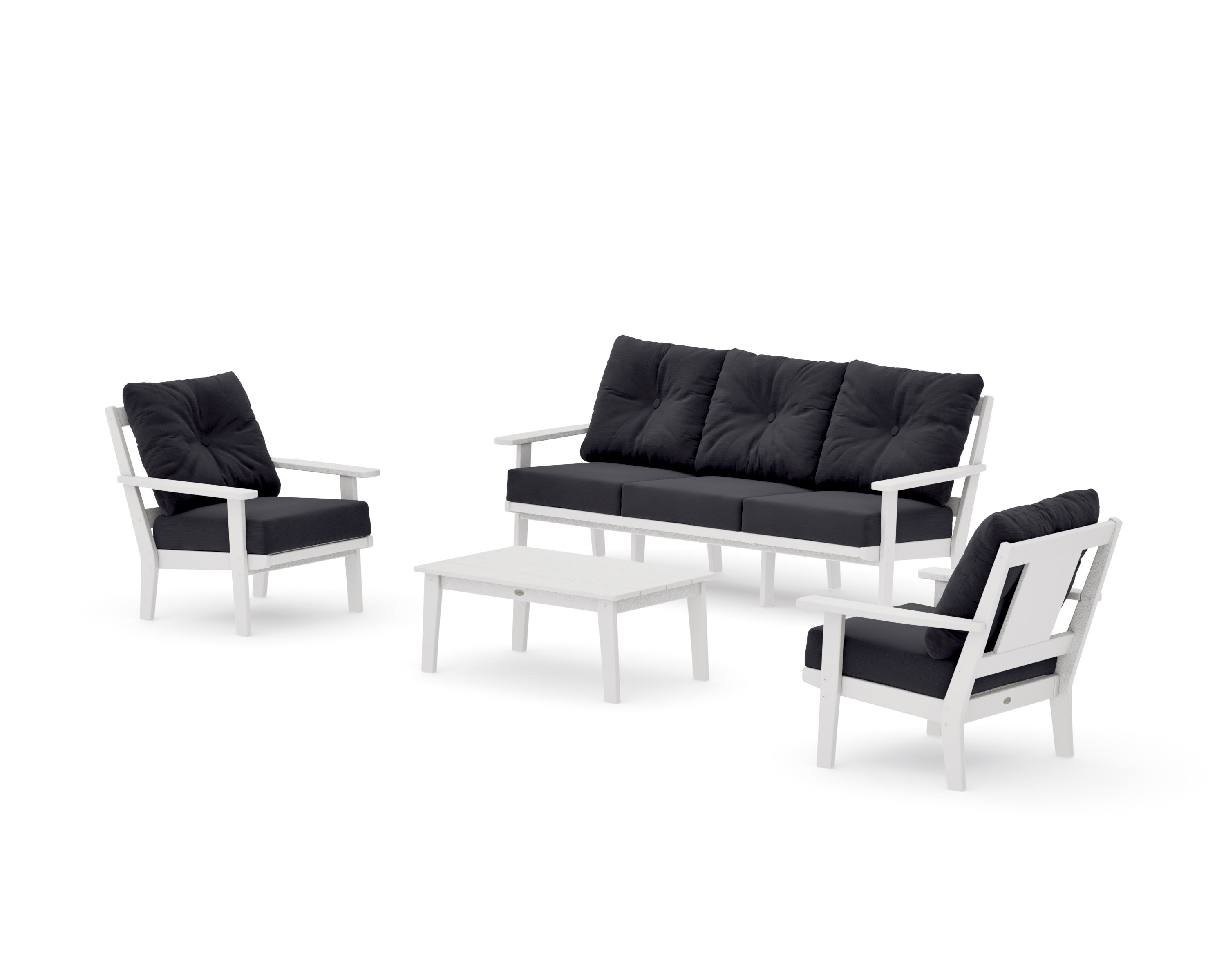 Prairie 4-Piece Deep Seating Set with Sofa in Vintage White / Midnight Linen
