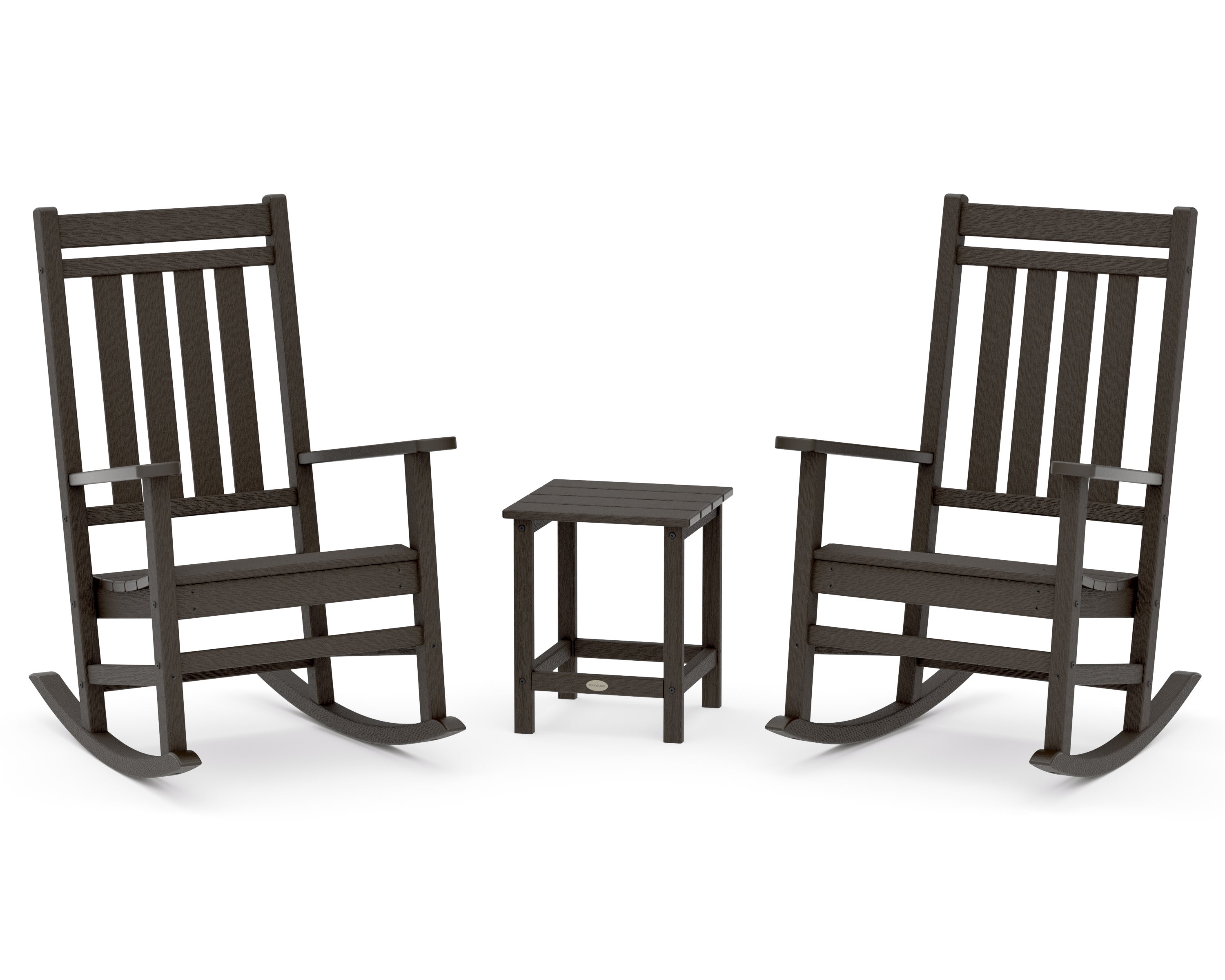 Estate 3-Piece Rocking Chair Set with Long Island 18" Side Table in Vintage Coffee