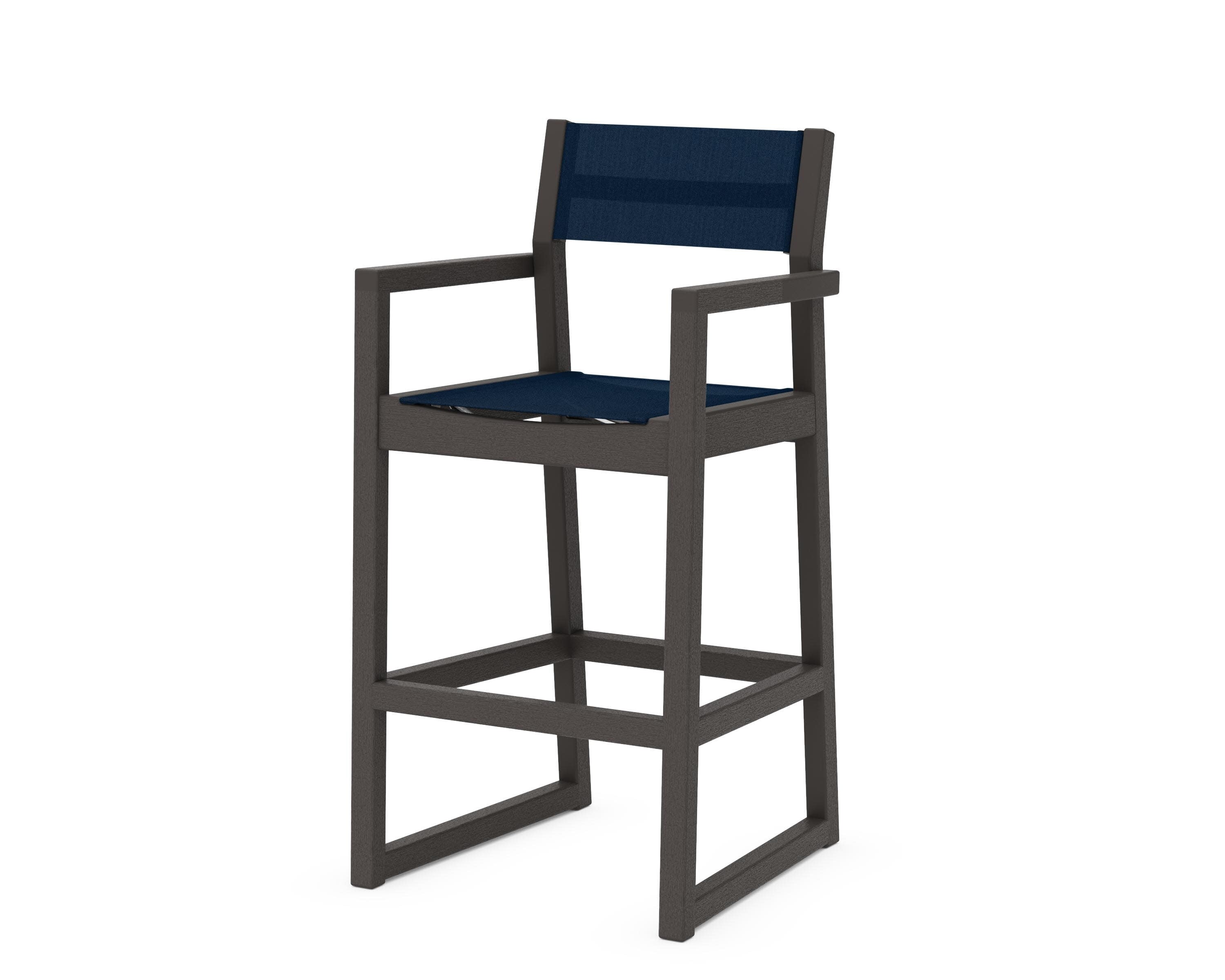 EDGE Sling Bar Arm Chair in Vintage Coffee / Navy Blue Sling