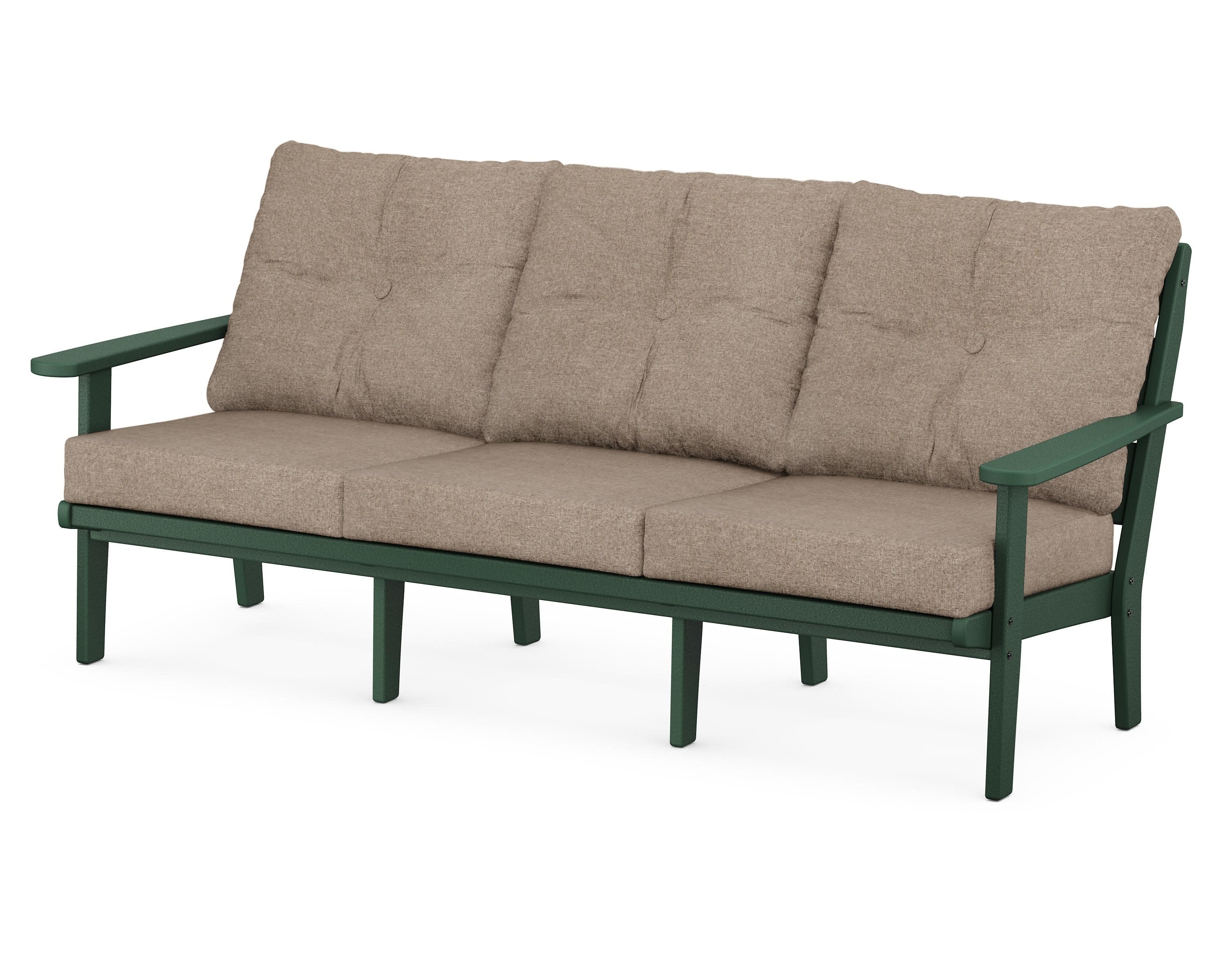 Lakeside Deep Seating Sofa in Green / Spiced Burlap