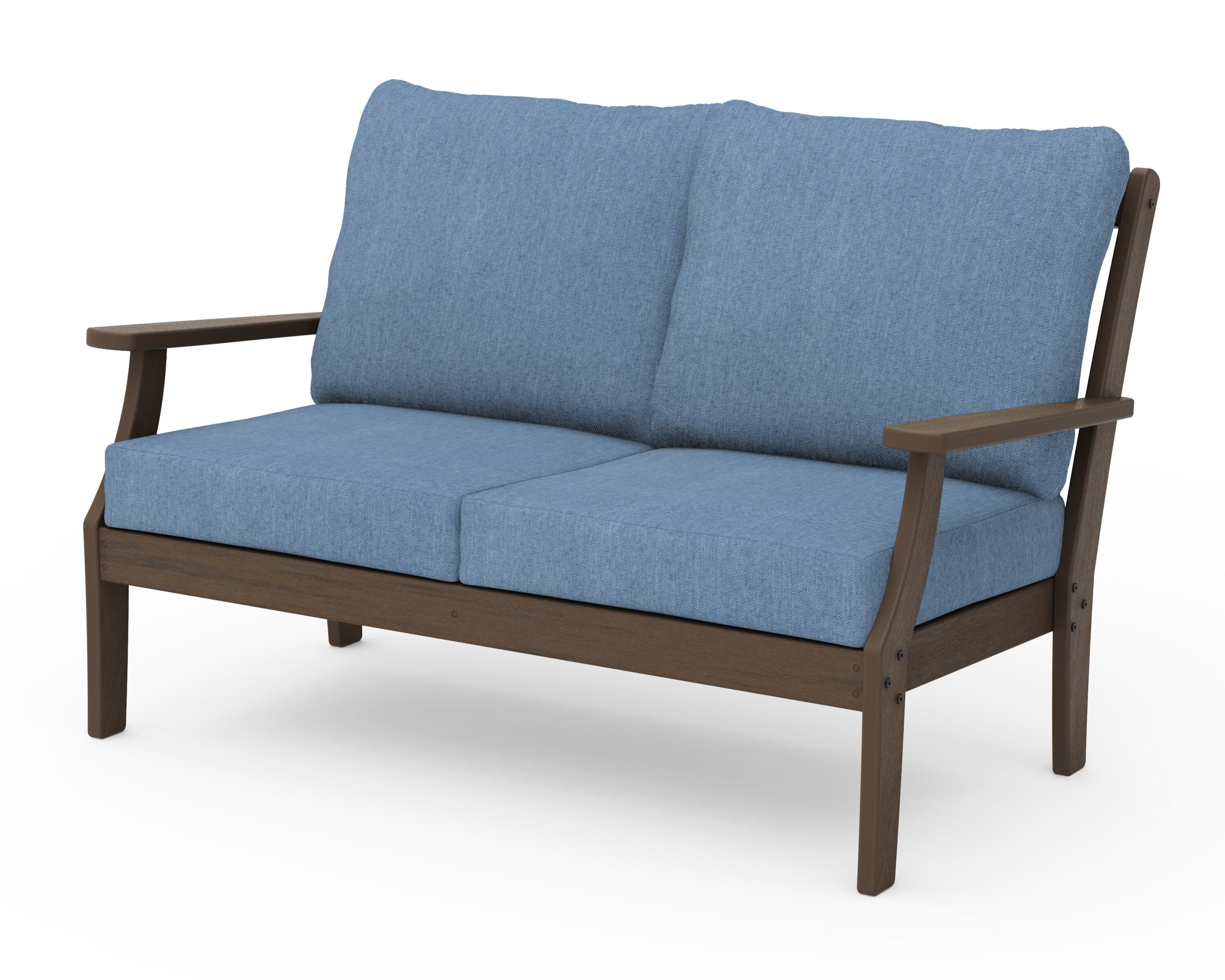 Braxton Deep Seating Loveseat in Kona / Sky Blue