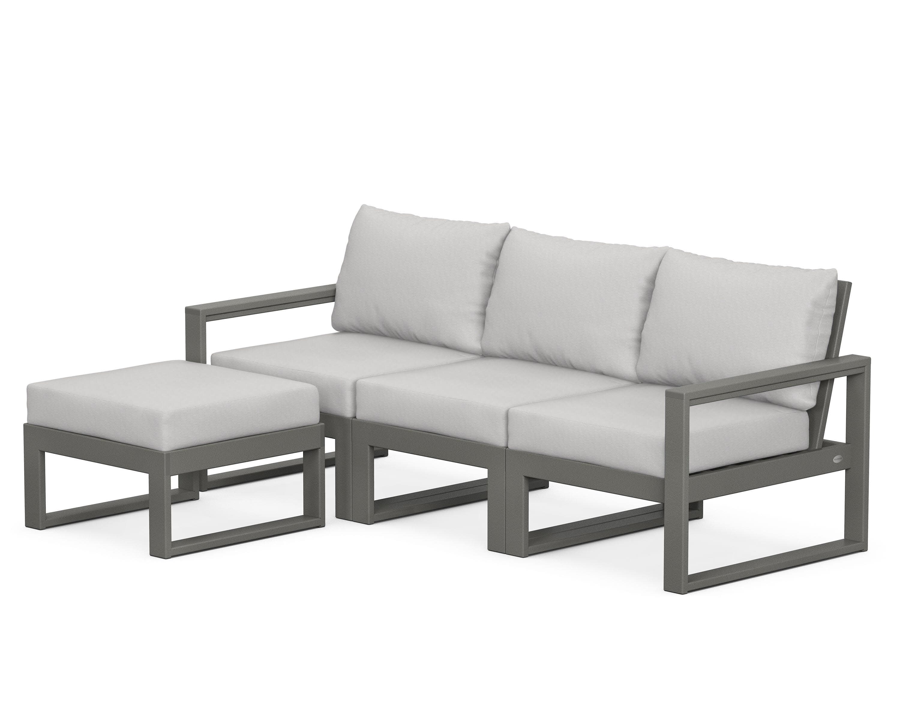 EDGE 4-Piece Modular Deep Seating Set with Ottoman in Slate Grey / Diamond in the Rough