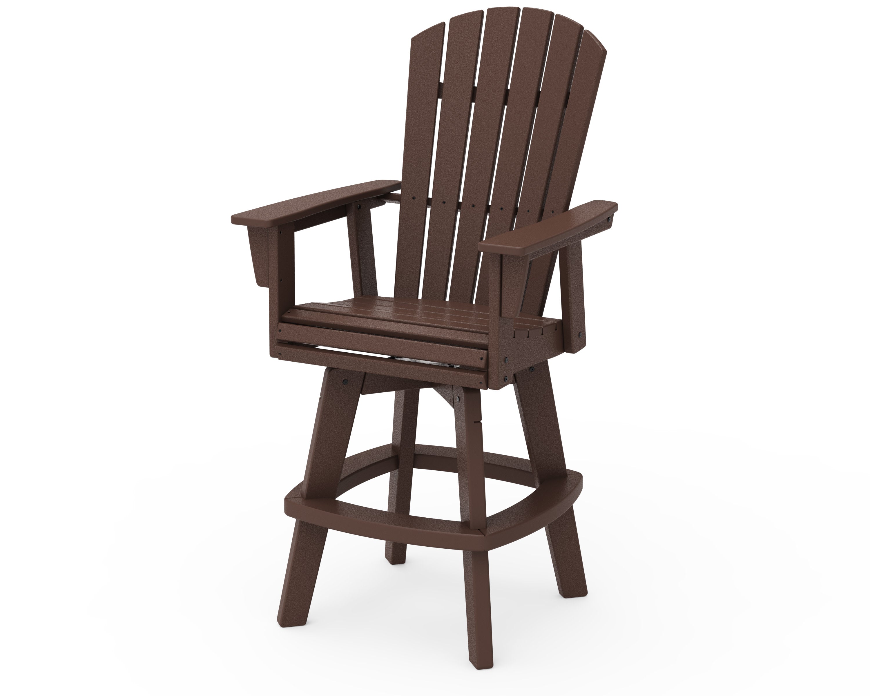 Nautical Curveback Adirondack Swivel Bar Chair in Mahogany