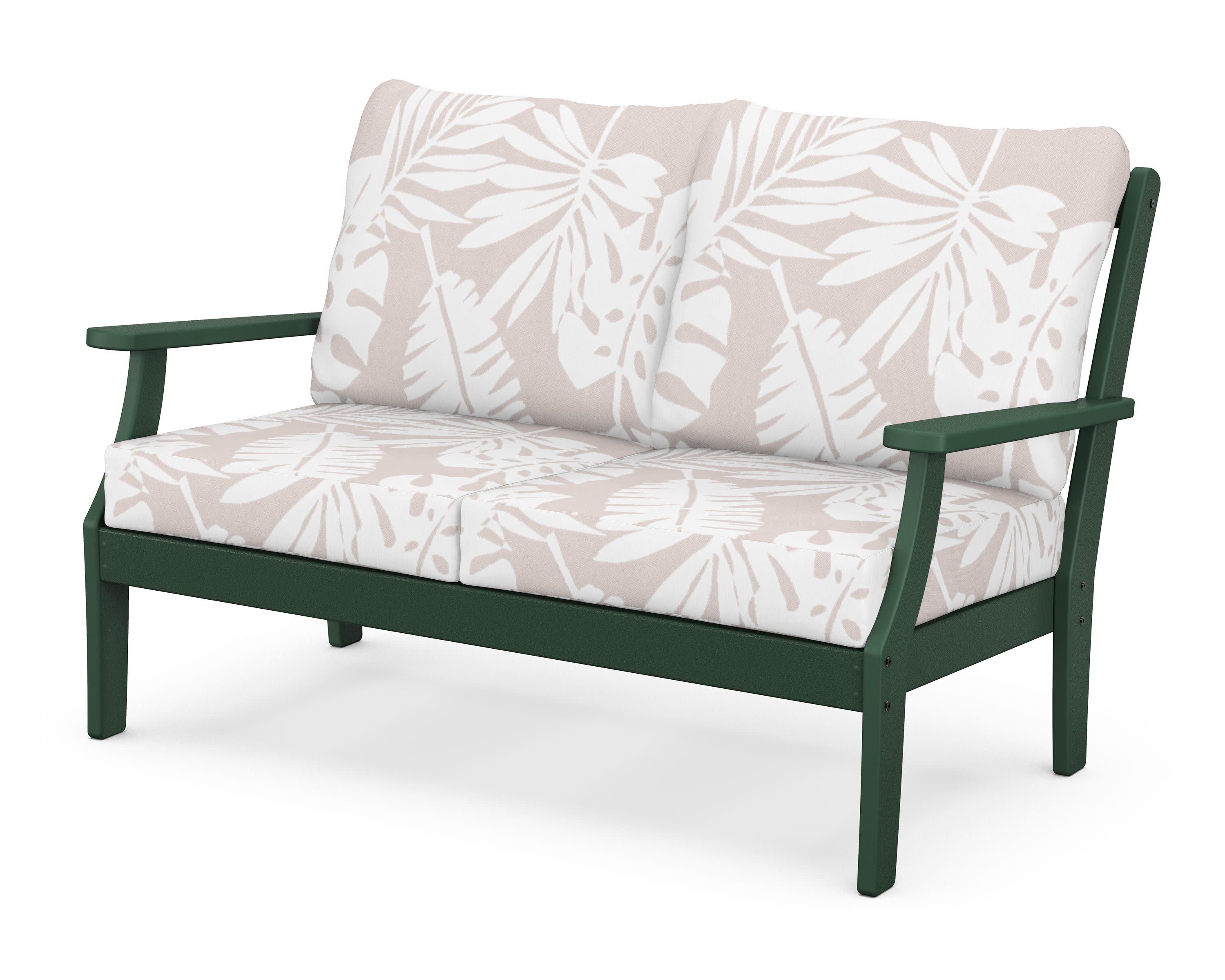 Braxton Deep Seating Loveseat in Green / Leaf Dune Burlap