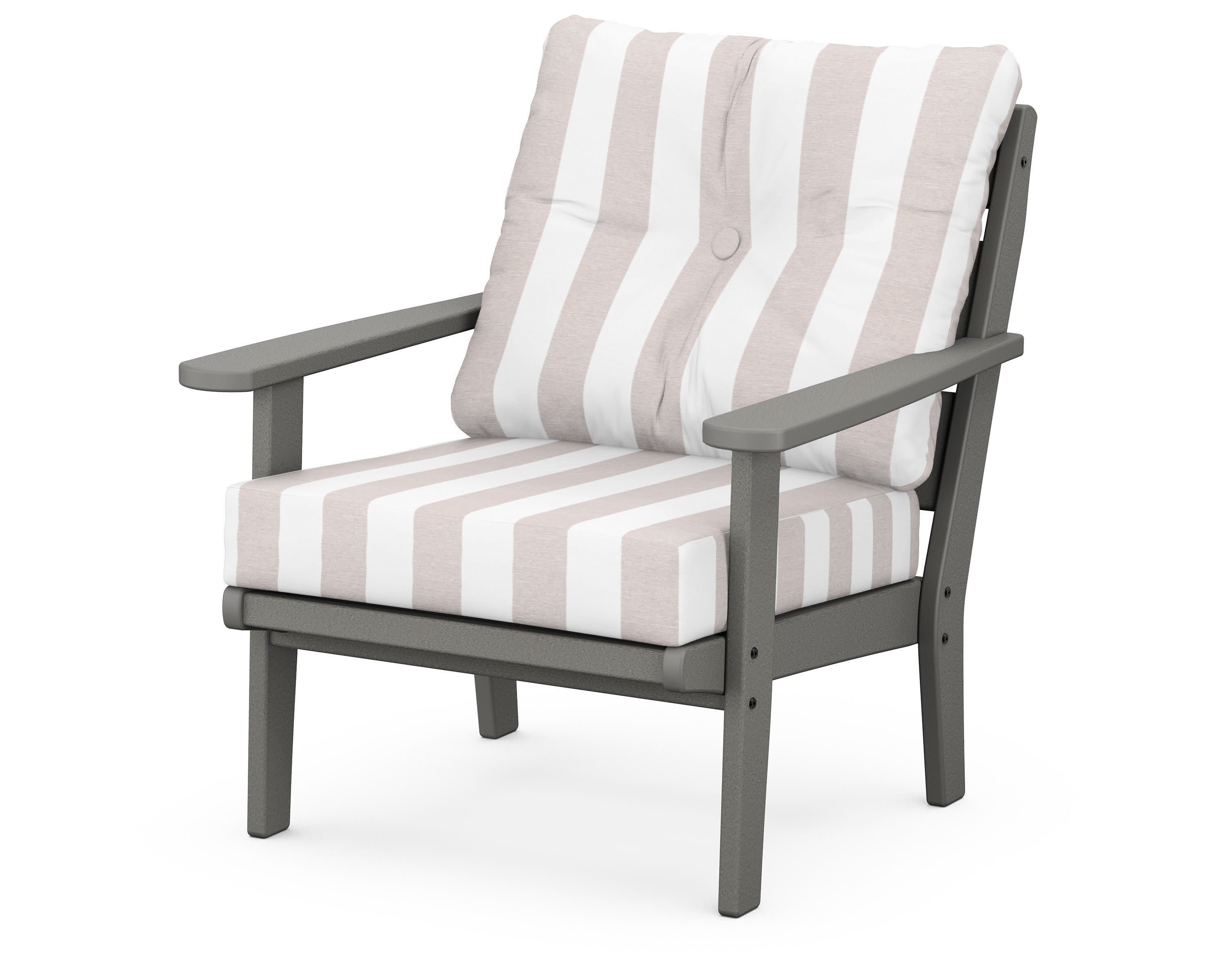 Lakeside Deep Seating Chair in Slate Grey / Cabana Stripe Dune Burlap