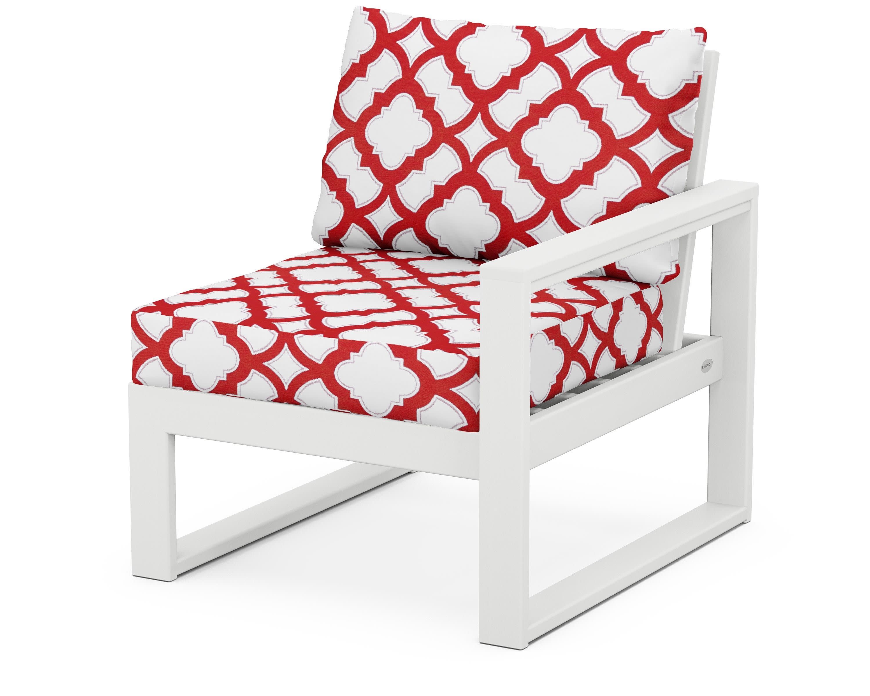EDGE Modular Right Arm Chair in White / Trellis Crimson