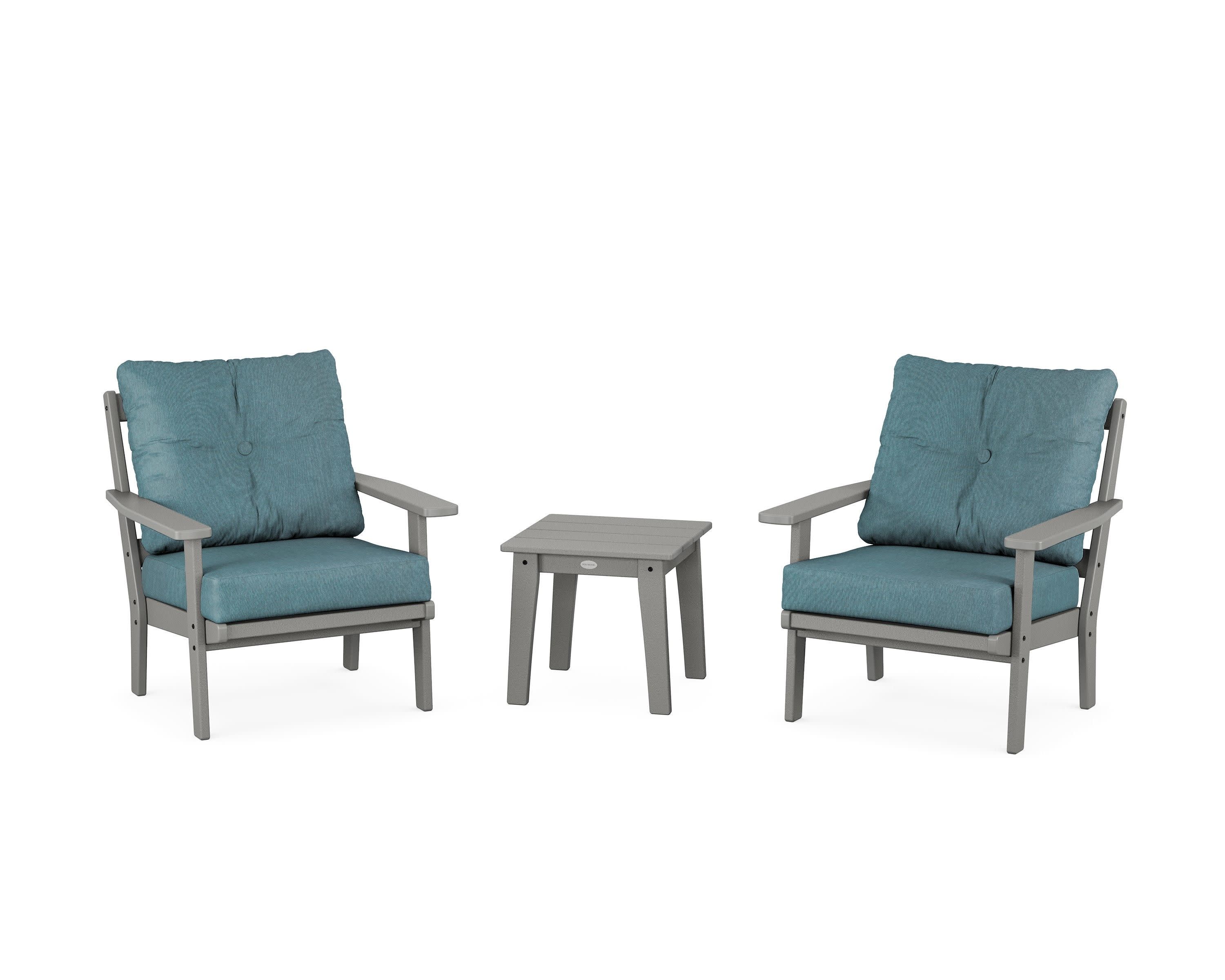 Oxford 3-Piece Deep Seating Set in Slate Grey / Ocean Teal