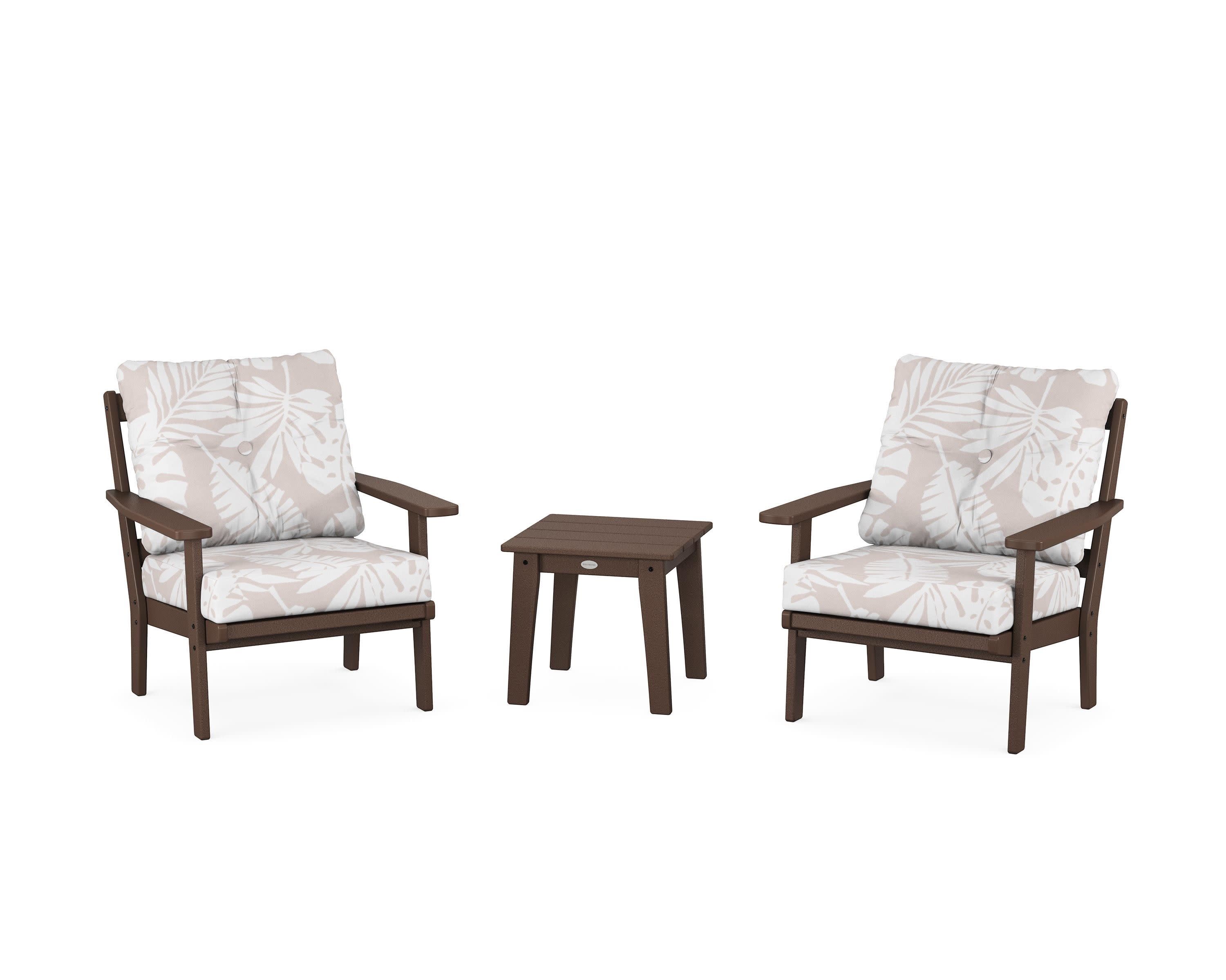 Oxford 3-Piece Deep Seating Set in Mahogany / Leaf Dune Burlap