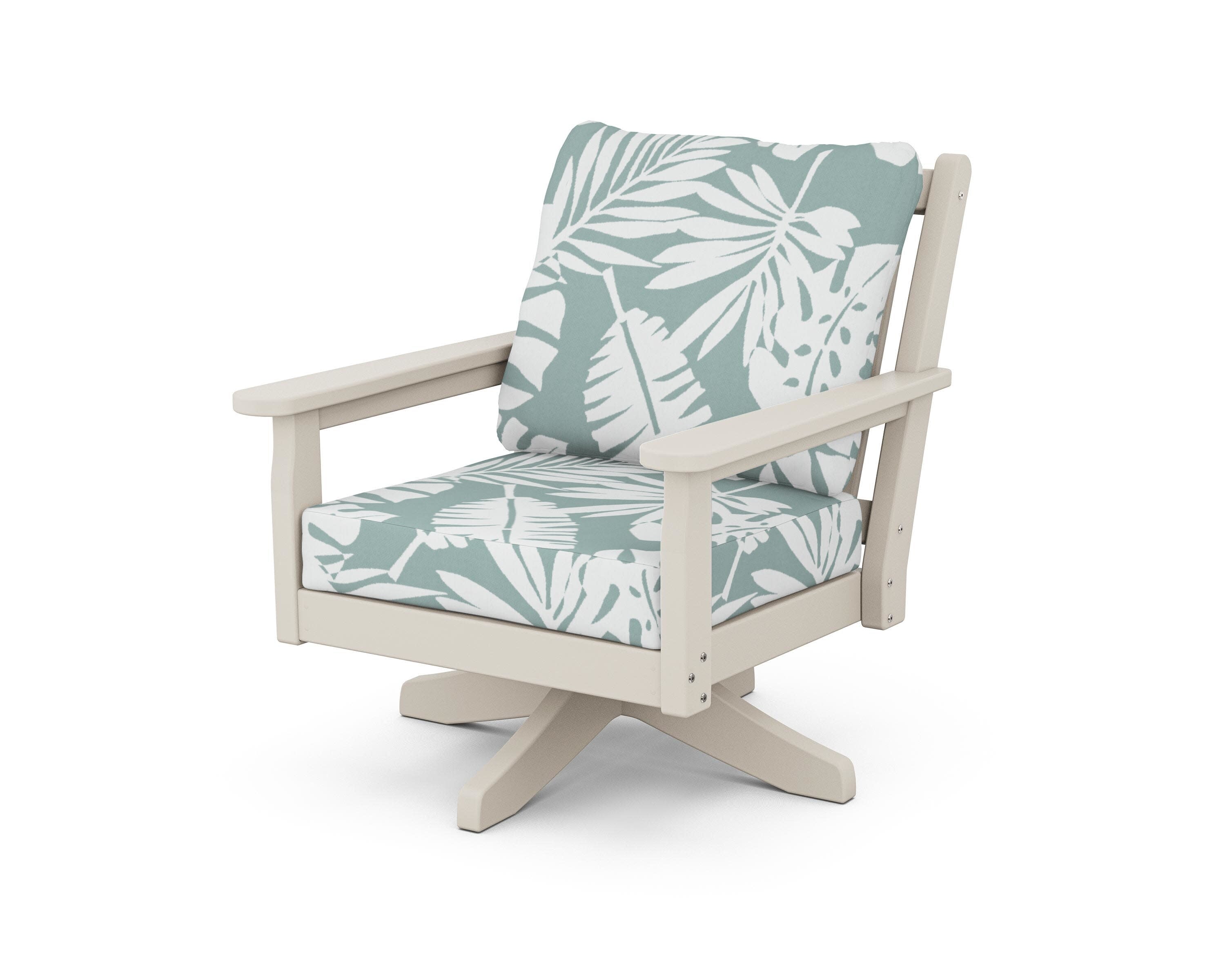 Chippendale Deep Seating Swivel Chair in Sand / Leaf Glacier Spa