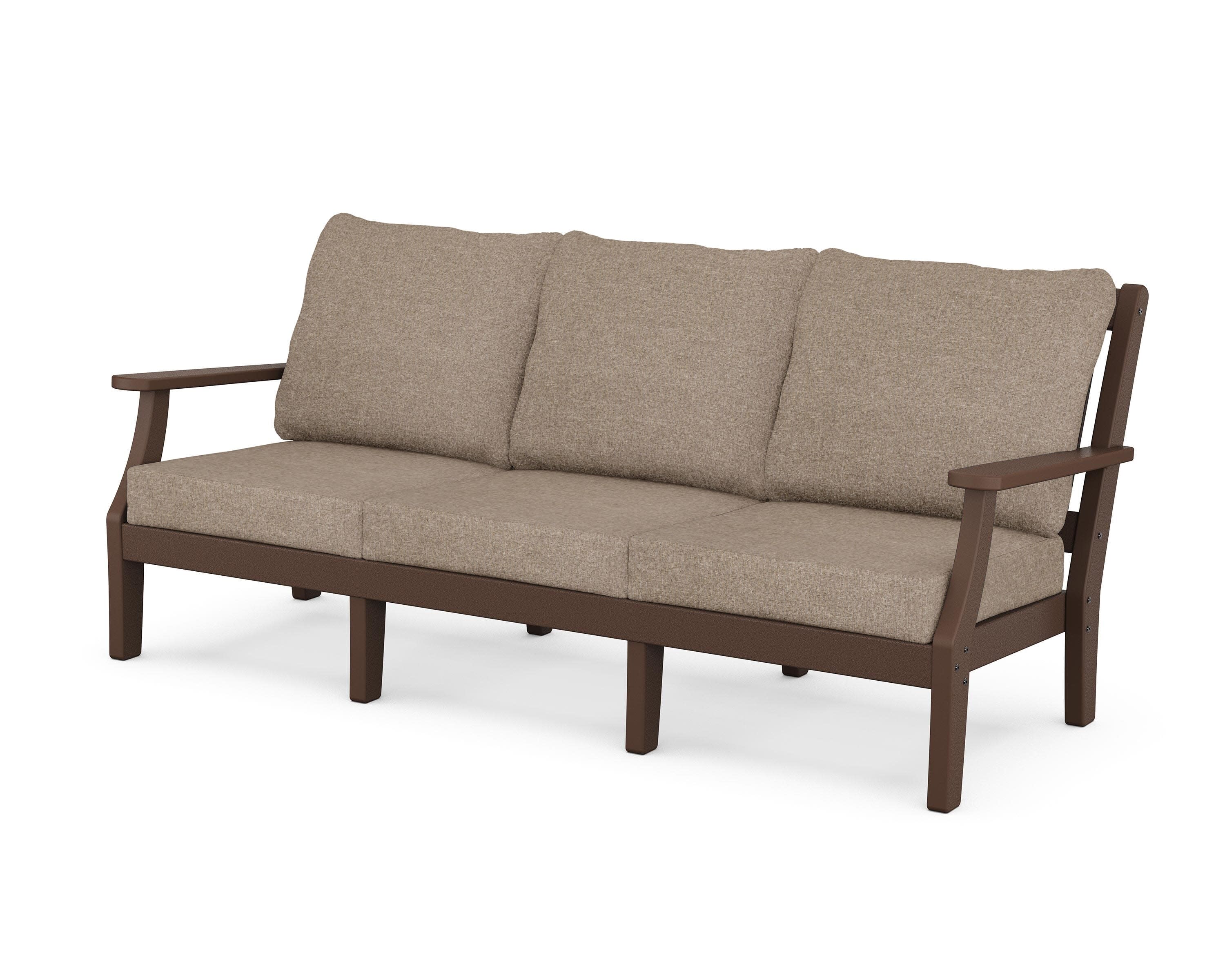 Chinoiserie Deep Seating Sofa in Mahogany / Spiced Burlap