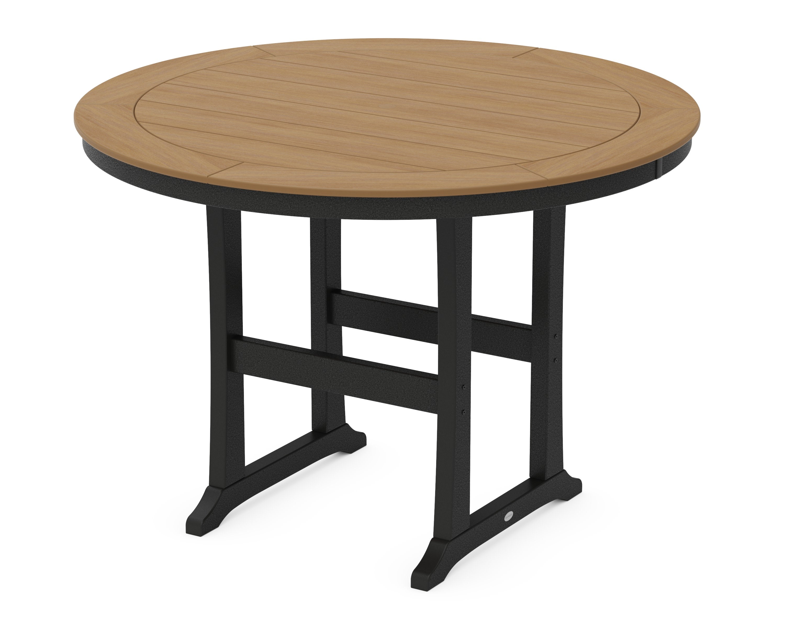 Nautical Trestle 60" Round Bar Table in Black / Natural