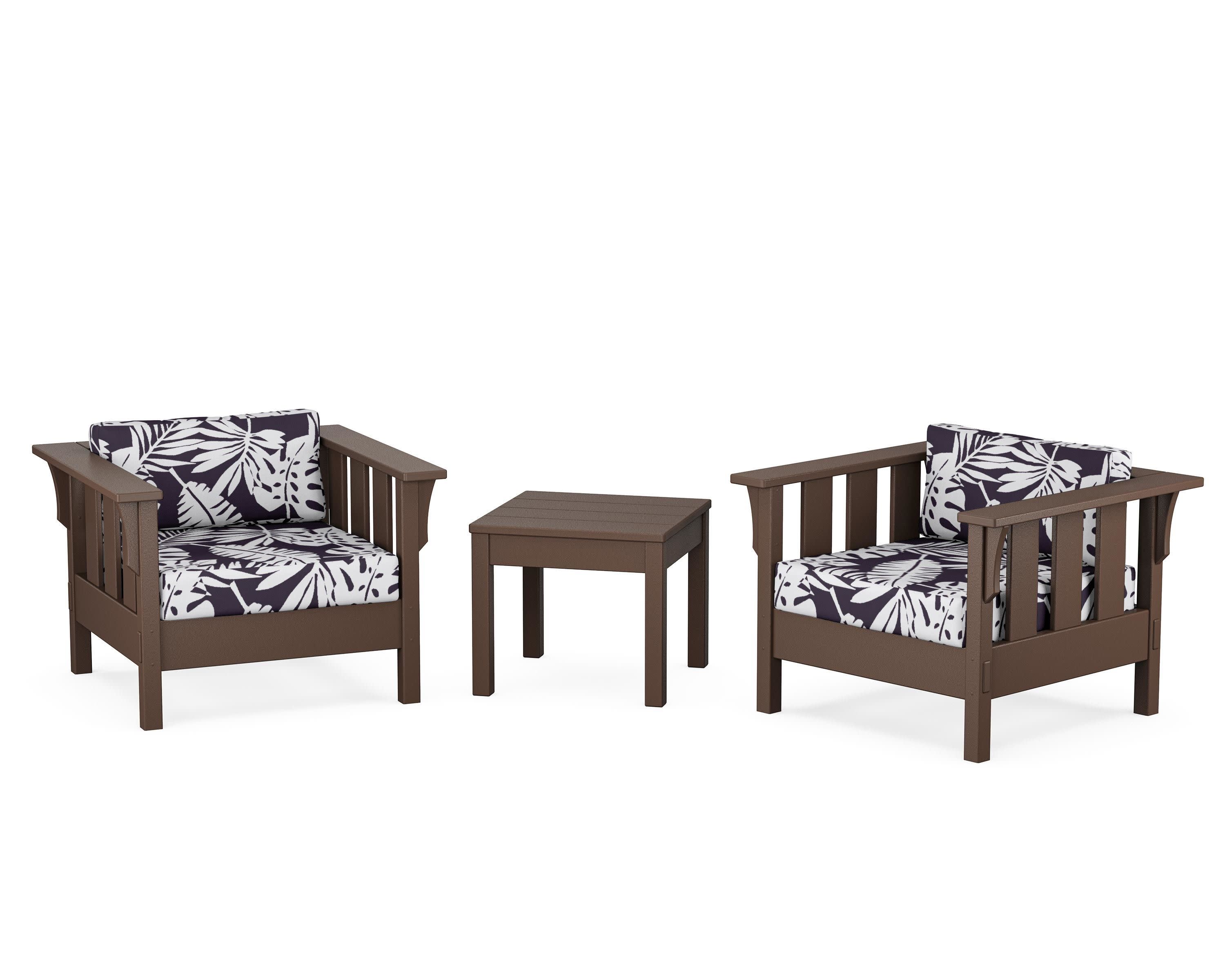 Acadia 3-Piece Deep Seating Set in Mahogany / Leaf Navy