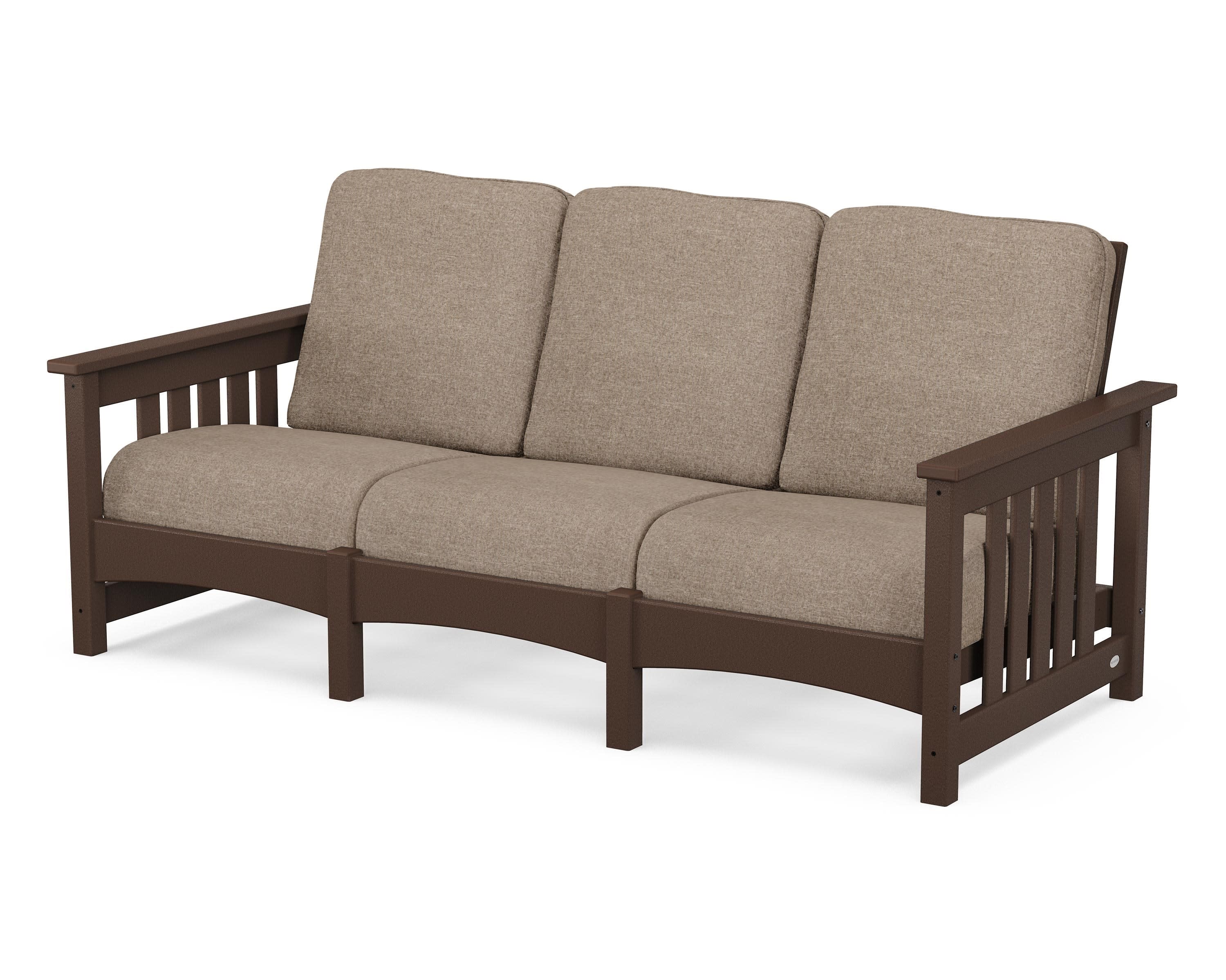 Club Mission Sofa in Mahogany / Spiced Burlap