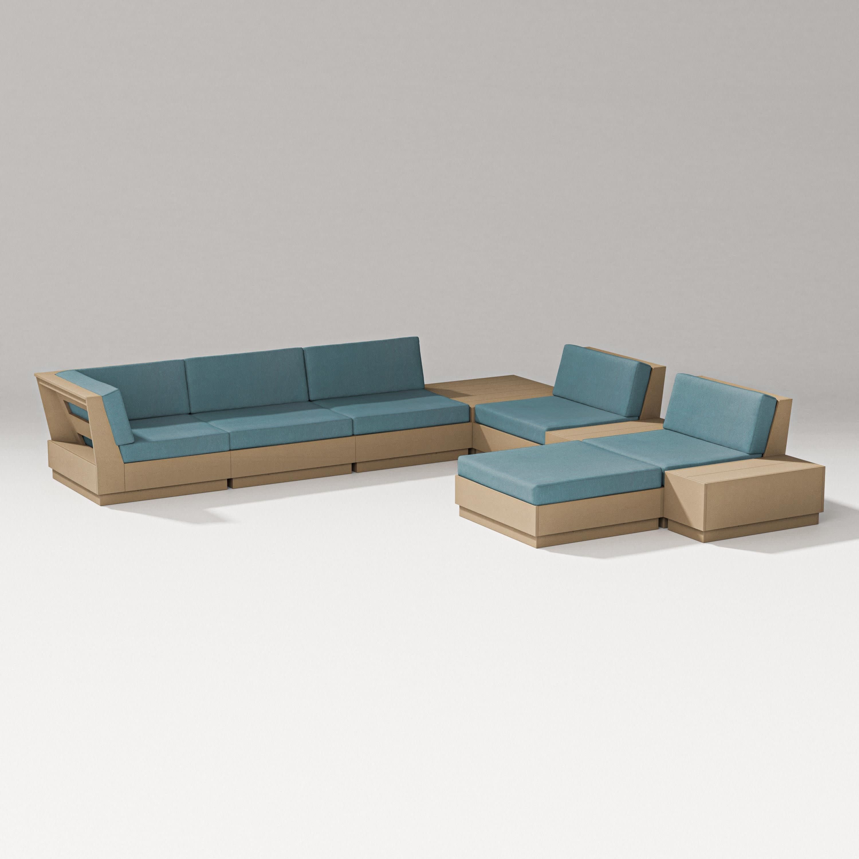 Elevate 9-Piece Conversation Sectional in Vintage Sahara / Ocean Teal