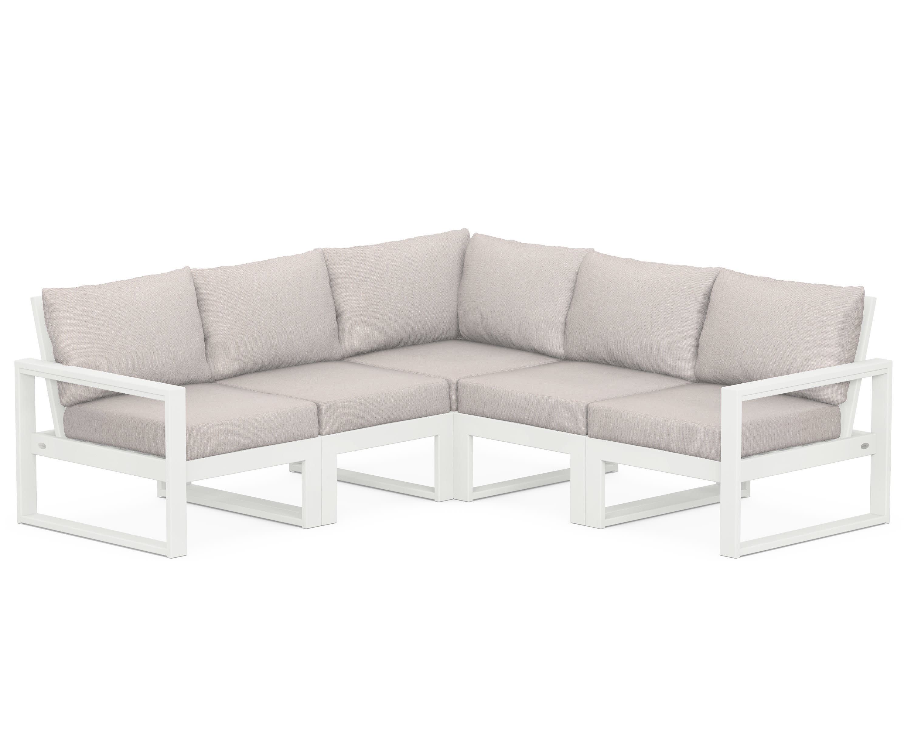 EDGE 5-Piece Modular Deep Seating Set in Vintage White / Dune Burlap