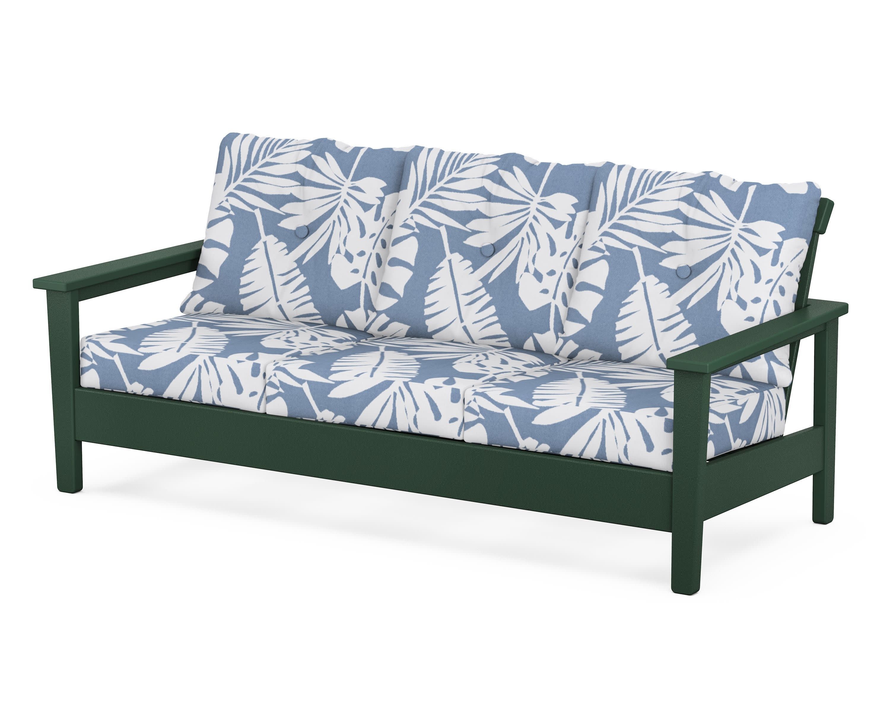 Prescott Deep Seating Sofa in Green / Leaf Sky Blue