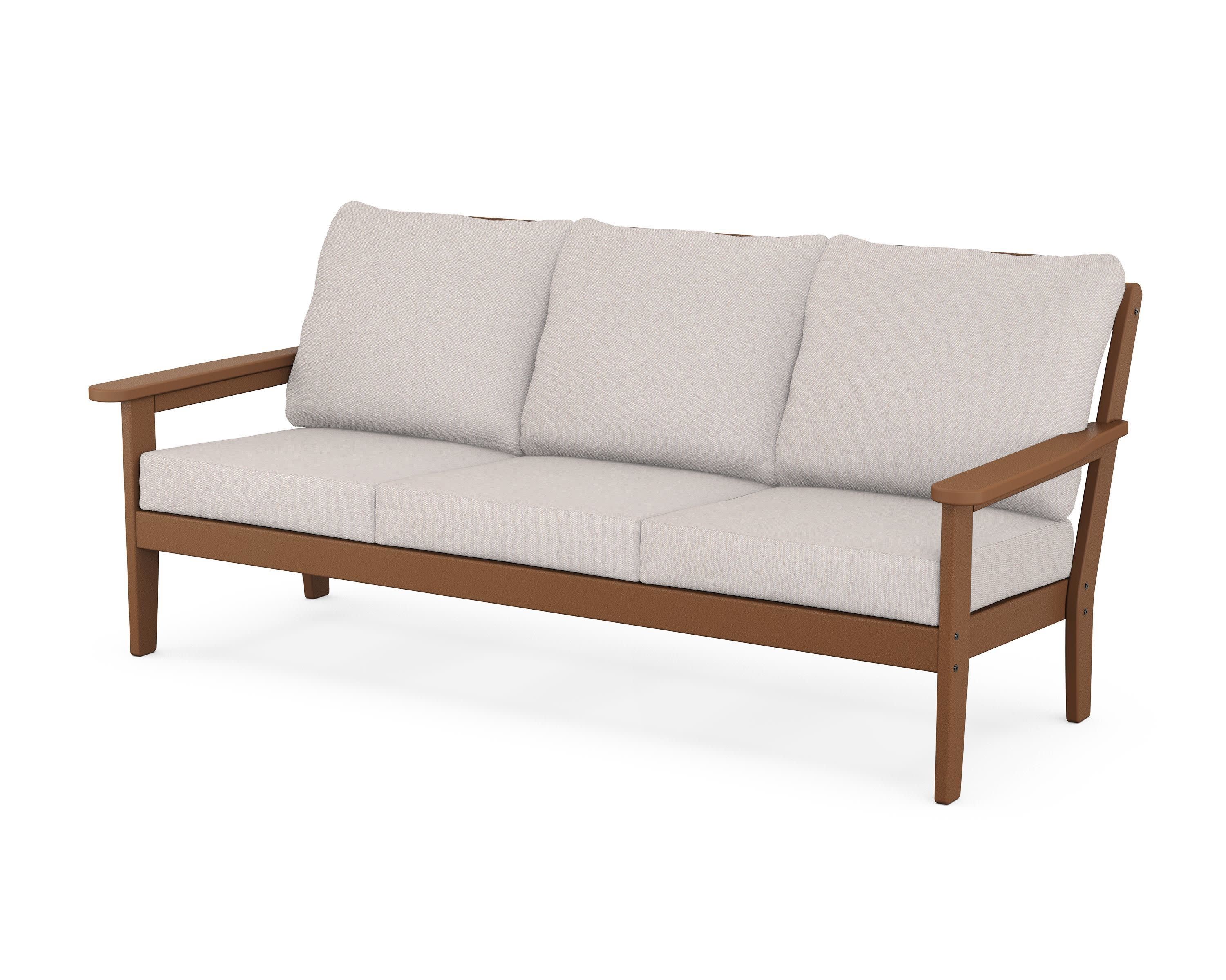 Cottage Deep Seating Sofa in Teak / Dune Burlap