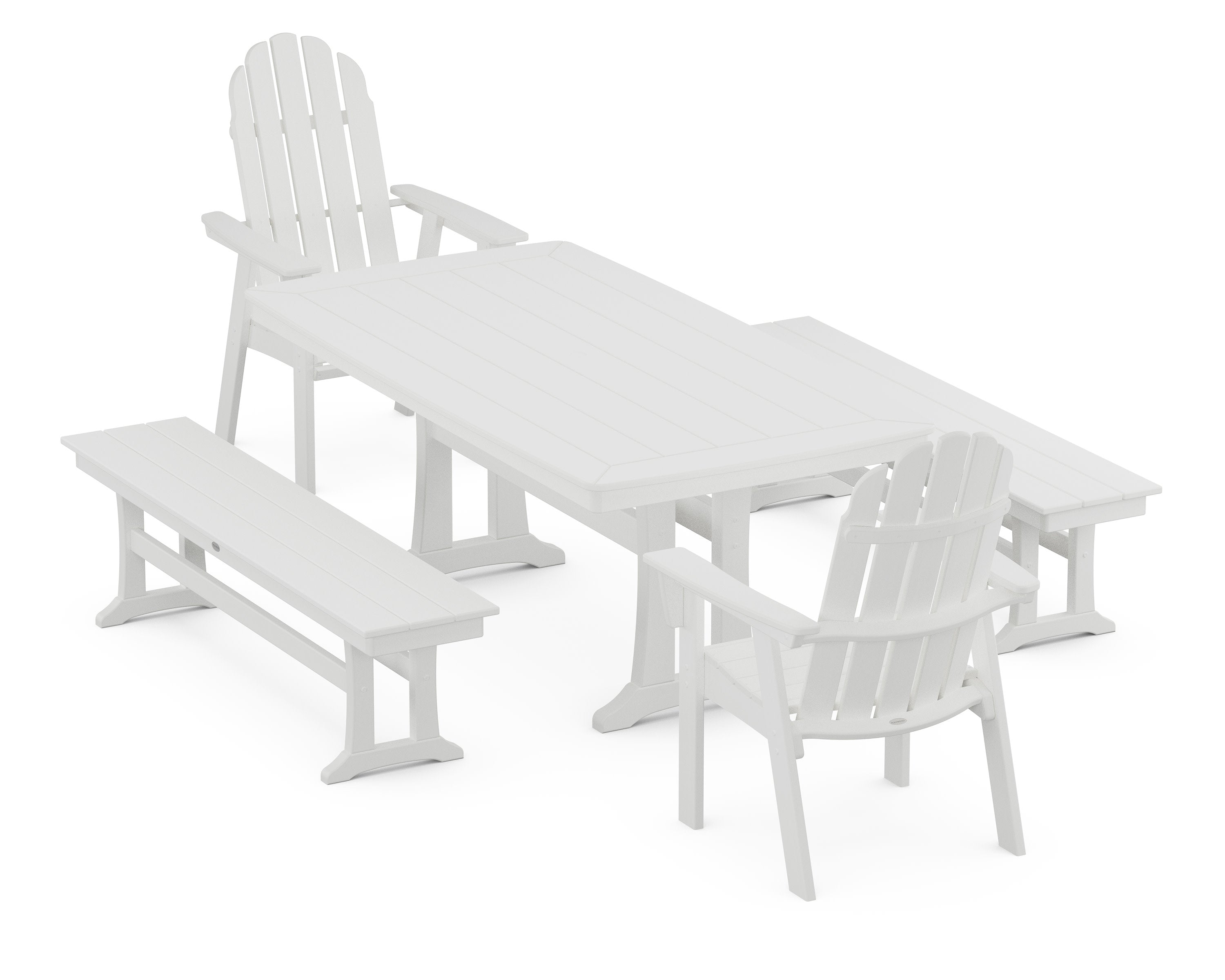 Vineyard Adirondack 5-Piece Dining Set with Trestle Legs in White