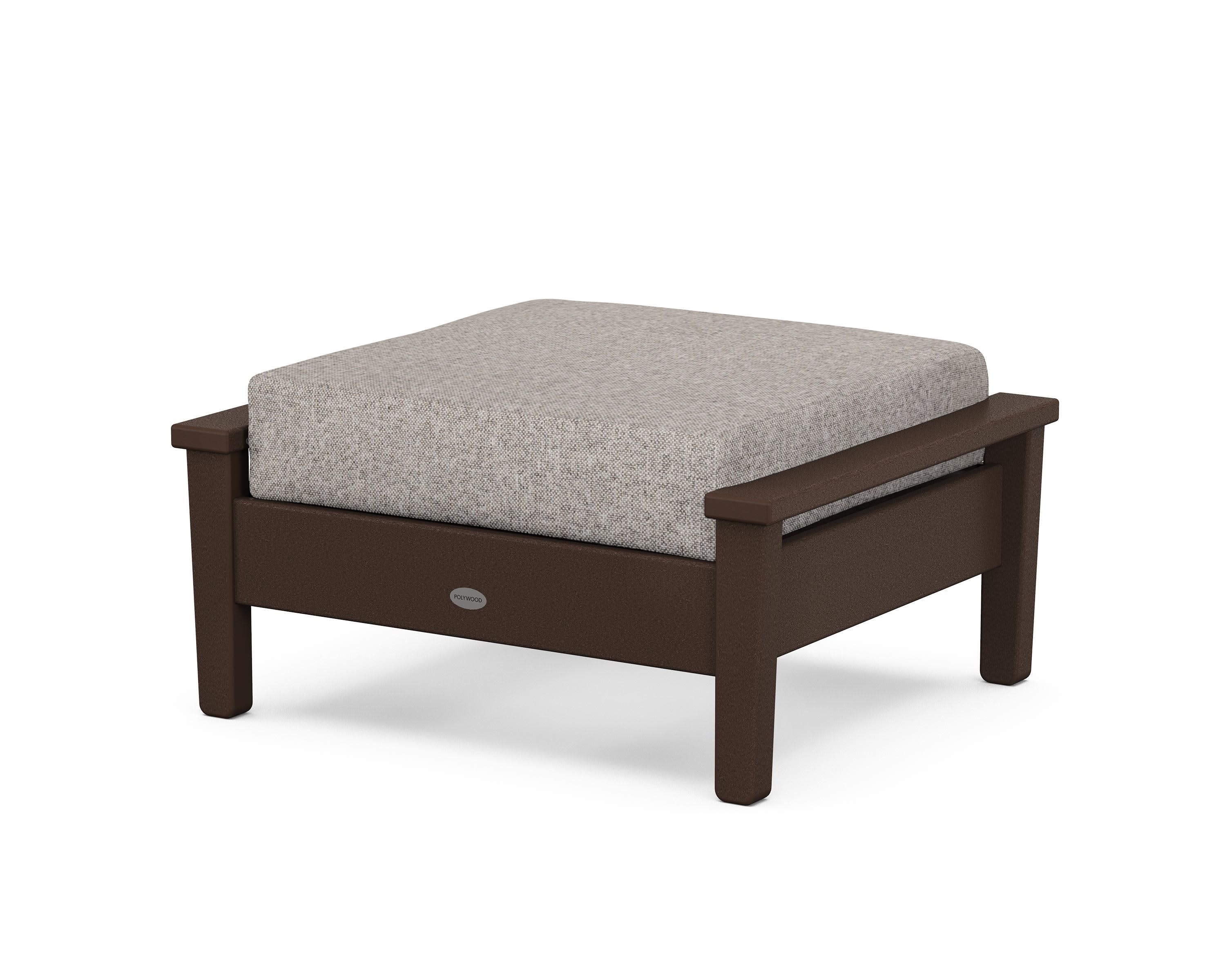 Prescott Deep Seating Ottoman in Mahogany / Weathered Tweed