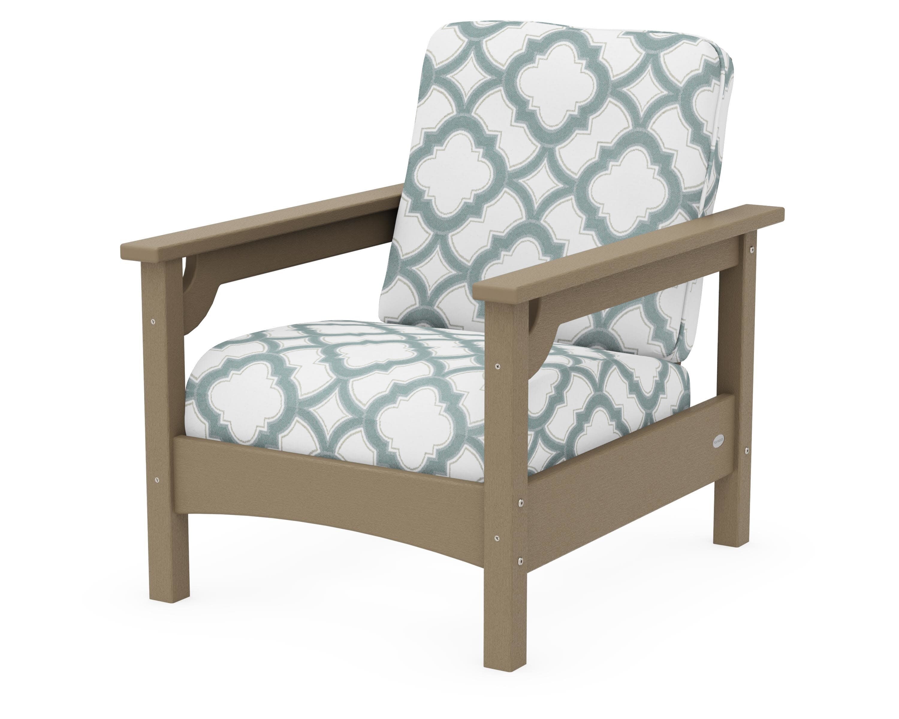 Club Chair in Vintage Sahara / Trellis Glacier Spa