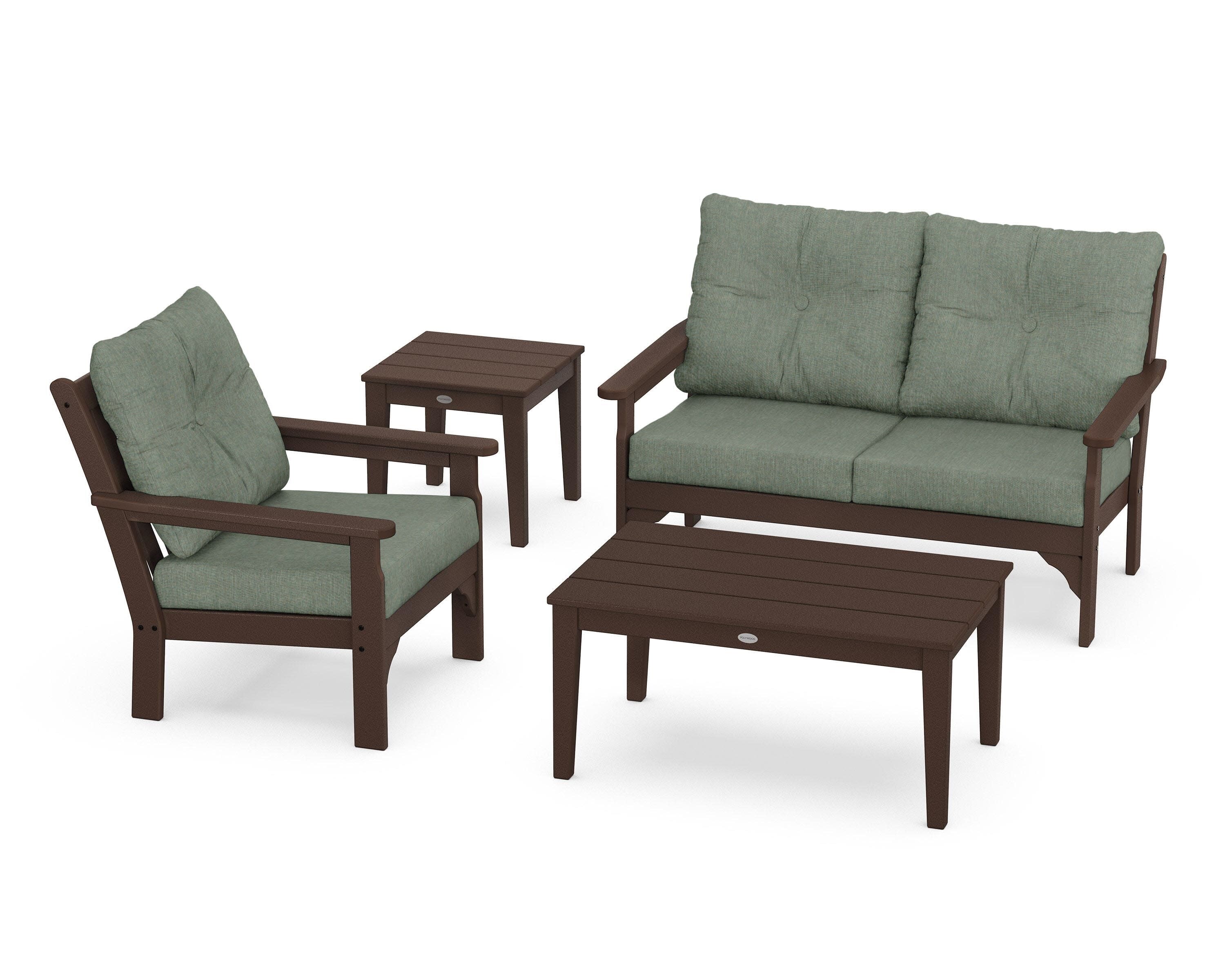 Vineyard 4-Piece Deep Seating Set in Mahogany / Cast Sage
