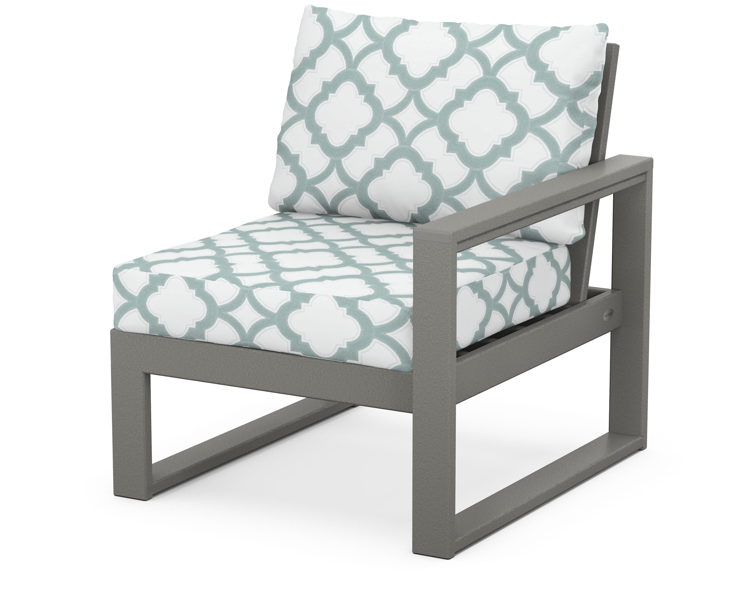 EDGE Modular Right Arm Chair in Slate Grey / Trellis Glacier Spa